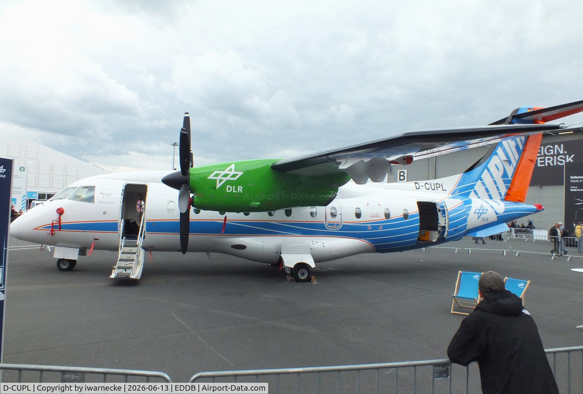 Aircraft D-CUPL, 1995 Dornier 328-100, c/n 3061, Dornier 328-100 UpLift testbed for climate-neutral propulsion of the DLR at ILA 2026, Berlin, at EDDB, photo by iwarnecke