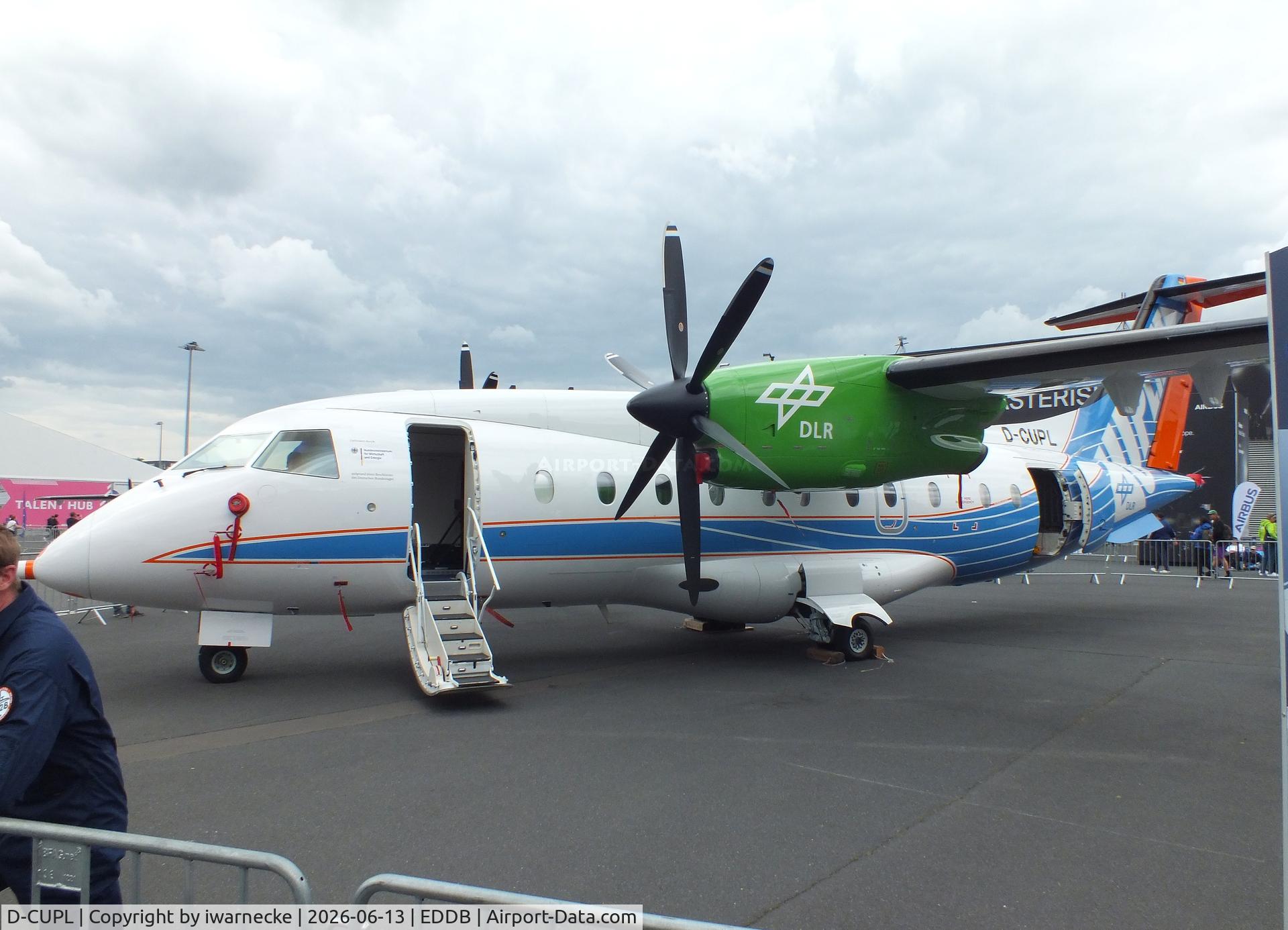 Aircraft D-CUPL, 1995 Dornier 328-100, c/n 3061, Dornier 328-100 UpLift testbed for climate-neutral propulsion of the DLR at ILA 2026, Berlin, at EDDB, photo by iwarnecke