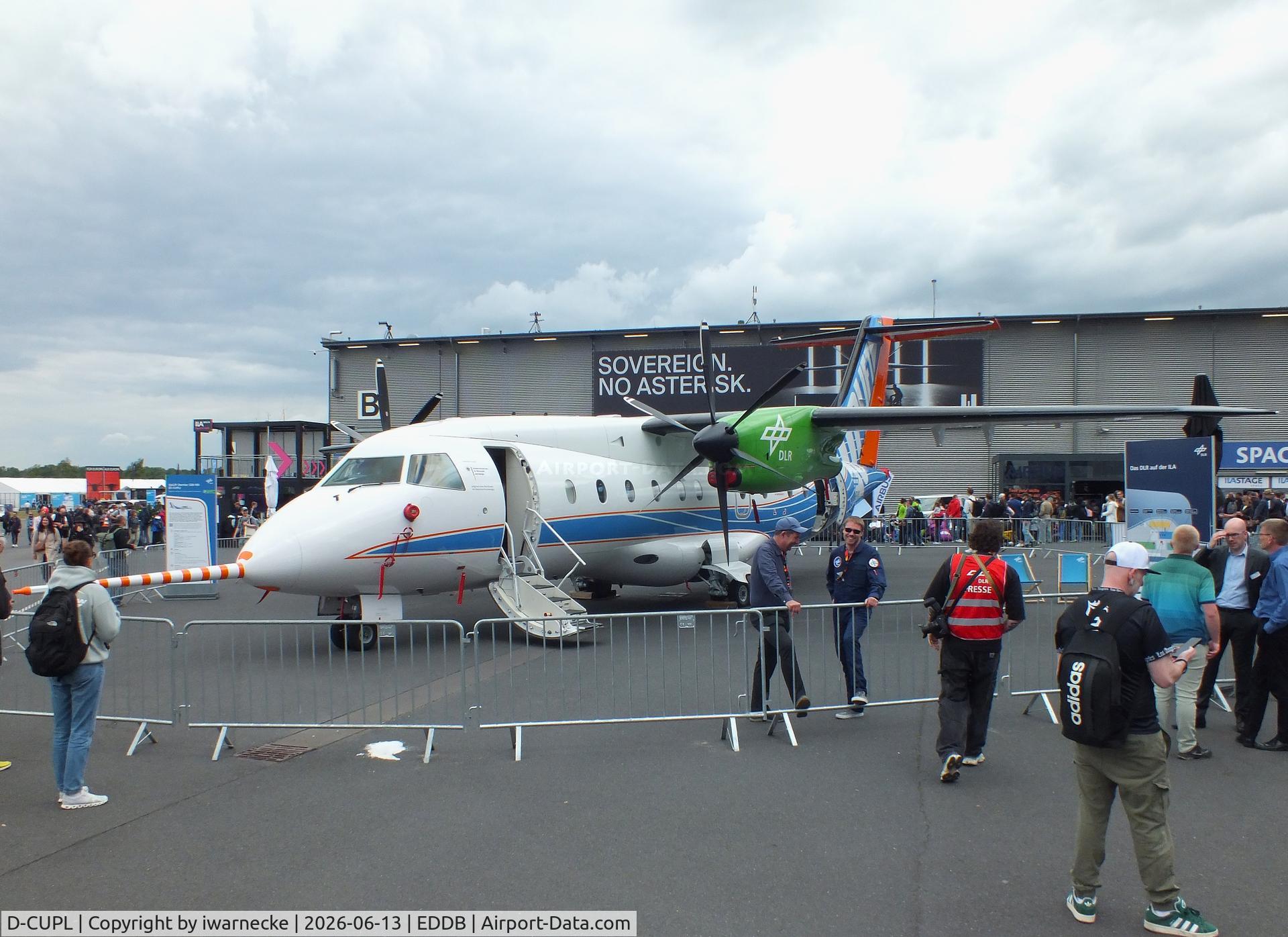 Aircraft D-CUPL, 1995 Dornier 328-100, c/n 3061, Dornier 328-100 UpLift testbed for climate-neutral propulsion of the DLR at ILA 2026, Berlin, at EDDB, photo by iwarnecke