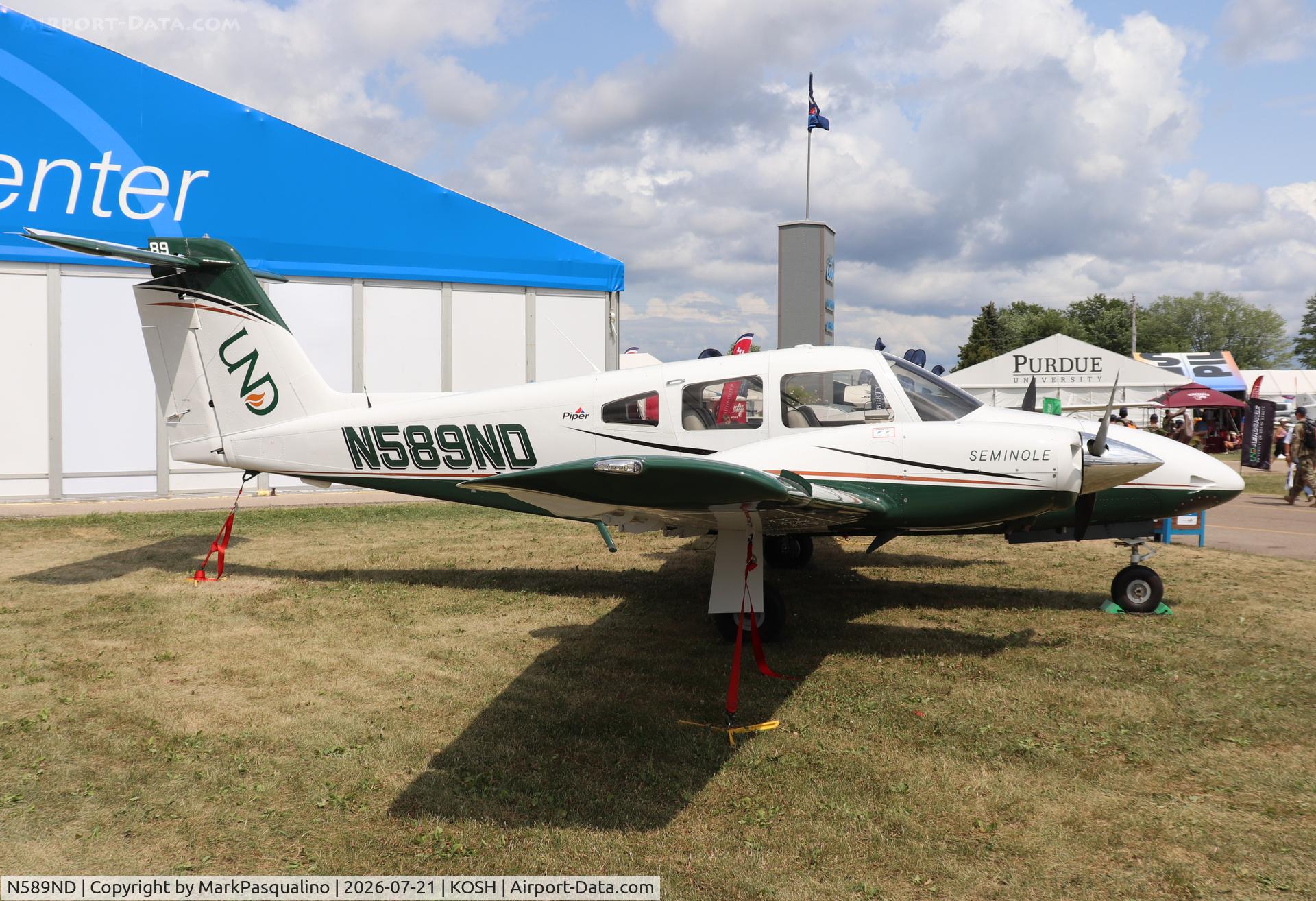 Aircraft N589ND, 2026 Piper PA-44-180 Seminole, c/n 4496635, Piper PA-44-180, at KOSH, photo by MarkPasqualino