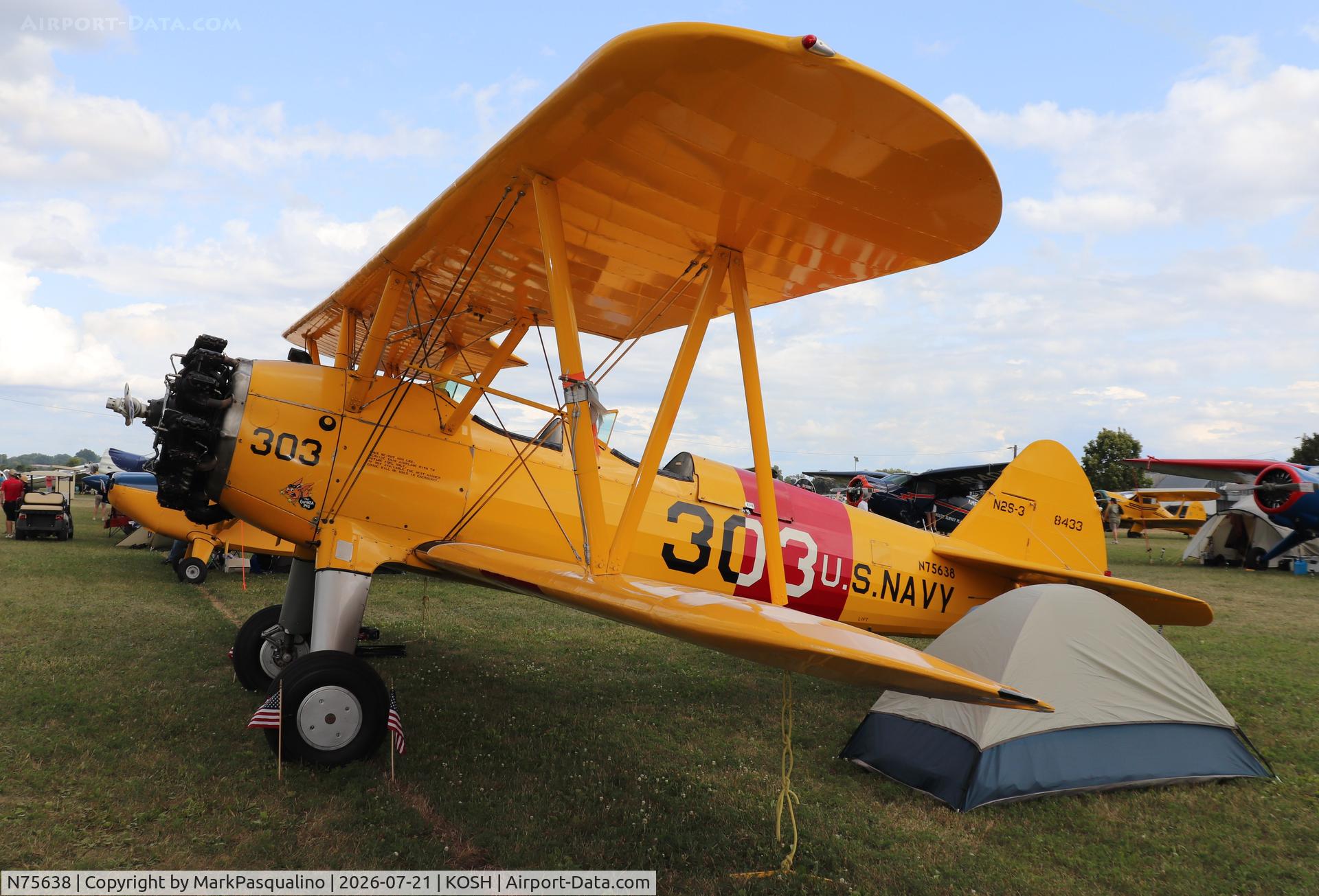 Aircraft N75638, 1943 Boeing E75, c/n 75-8433, Stearman, at KOSH, photo by MarkPasqualino