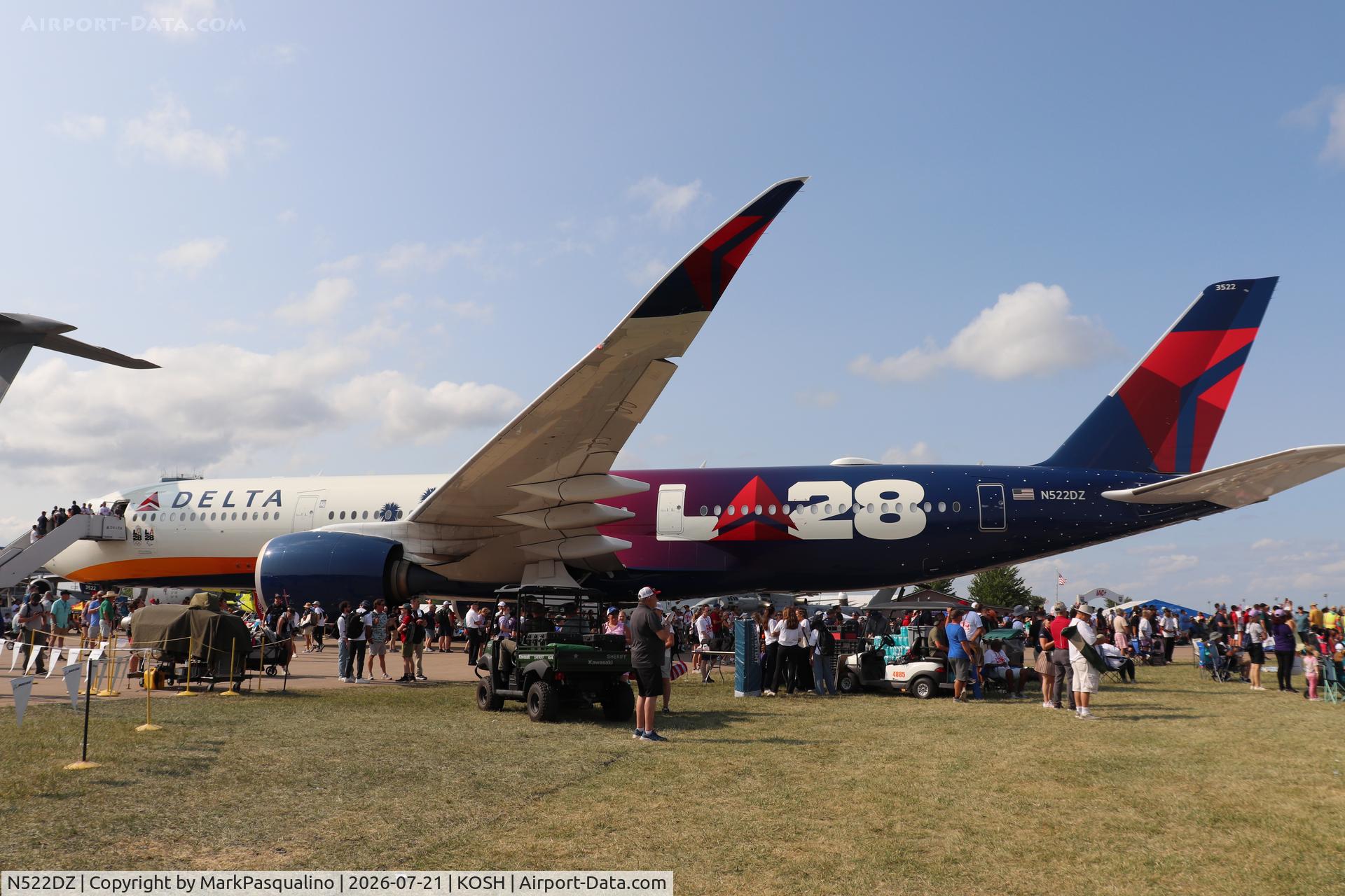 Aircraft N522DZ, 2024 Airbus A350-941, c/n 0673, Airbus A350-941, at KOSH, photo by MarkPasqualino