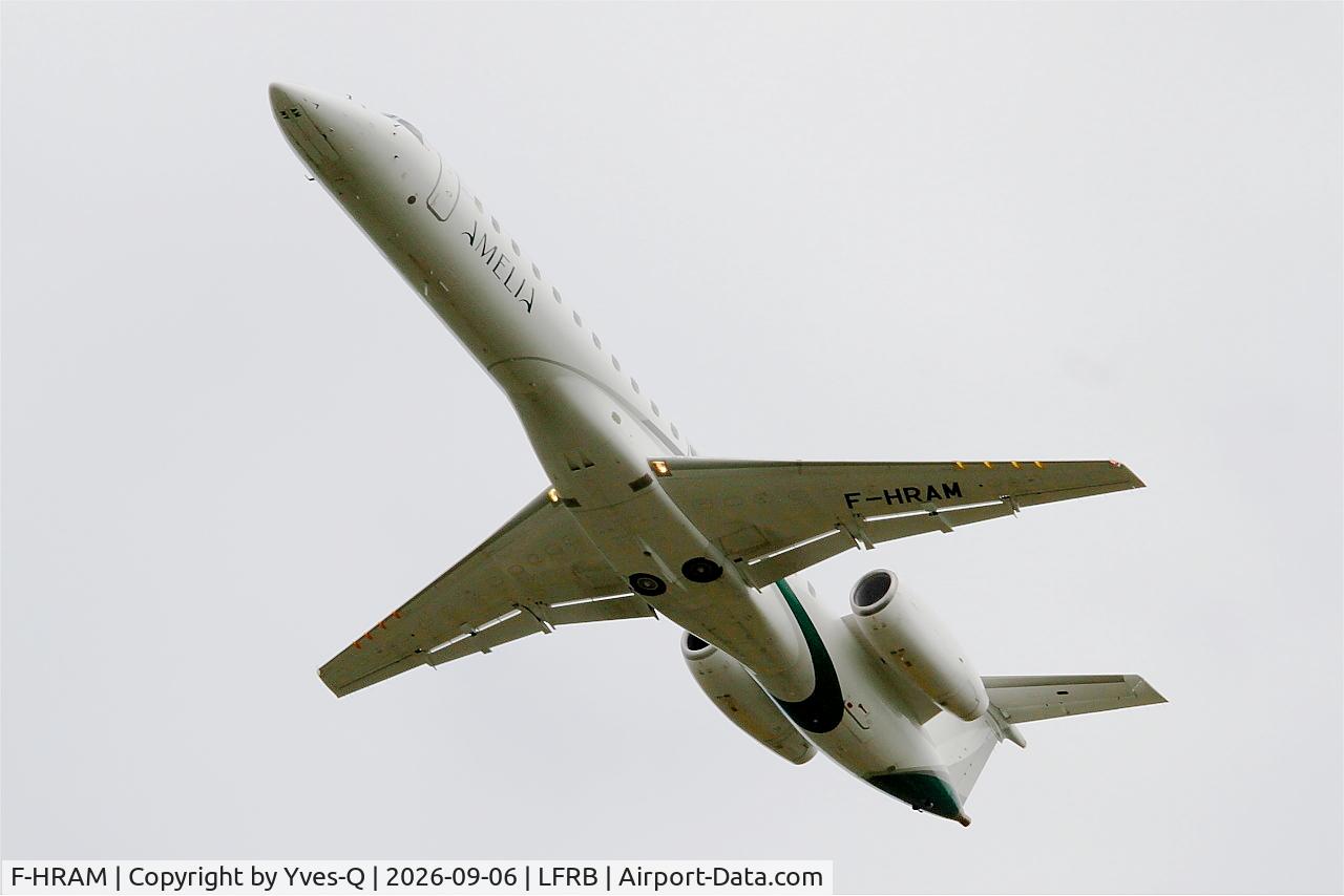 Aircraft F-HRAM, 2000 Embraer EMB-145LU (ERJ-145LU), c/n 145258, Embraer EMB-145LU, Take off rwy 25L, Brest-Bretagne Airport (LFRB-BES), at LFRB, photo by Yves-Q