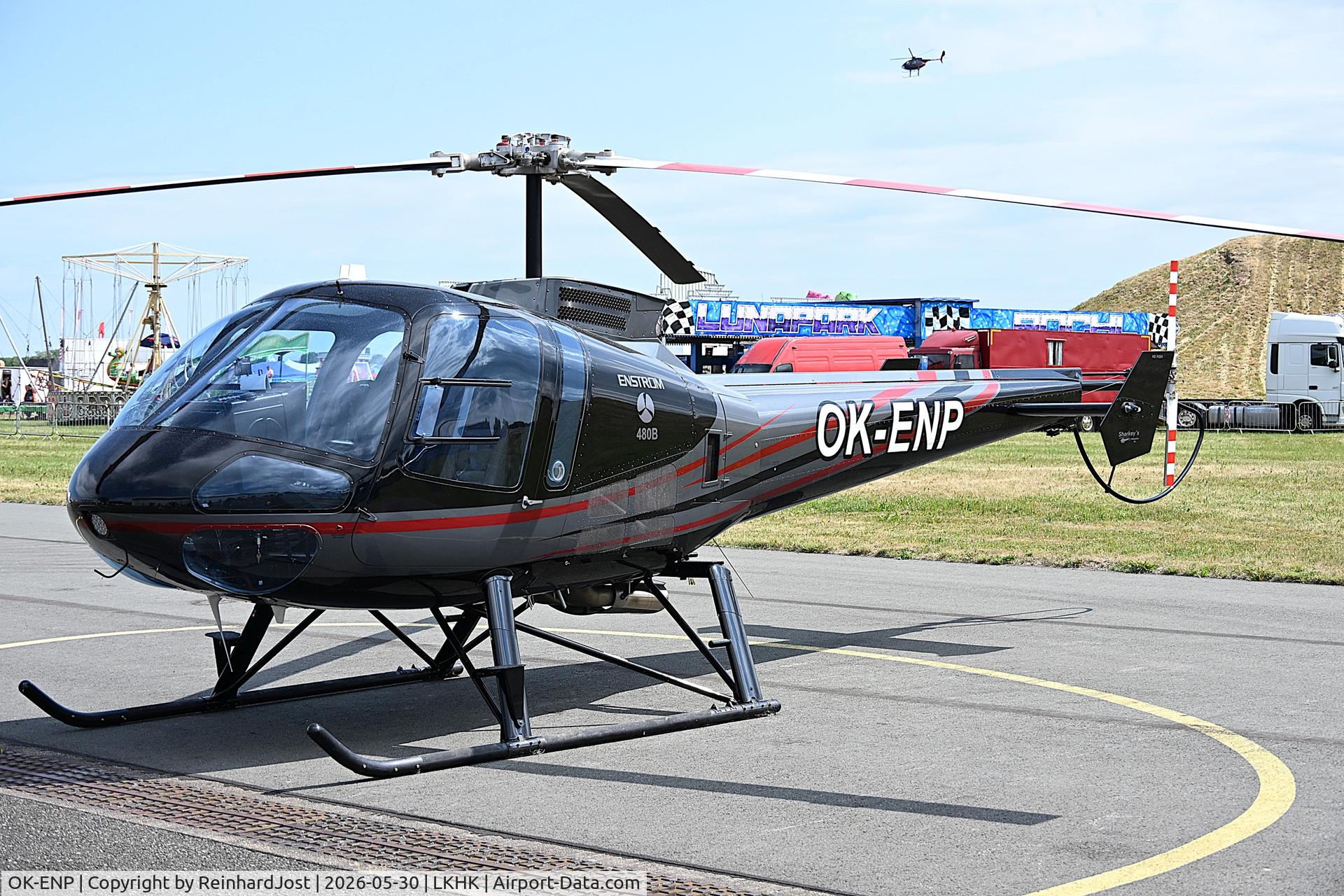 Aircraft OK-ENP, 2017 Enstrom 480B, c/n 5239, Enstrom 480B (ex-N486SH) at the Hradec Kralove Airshow 2026, at LKHK, photo by ReinhardJost