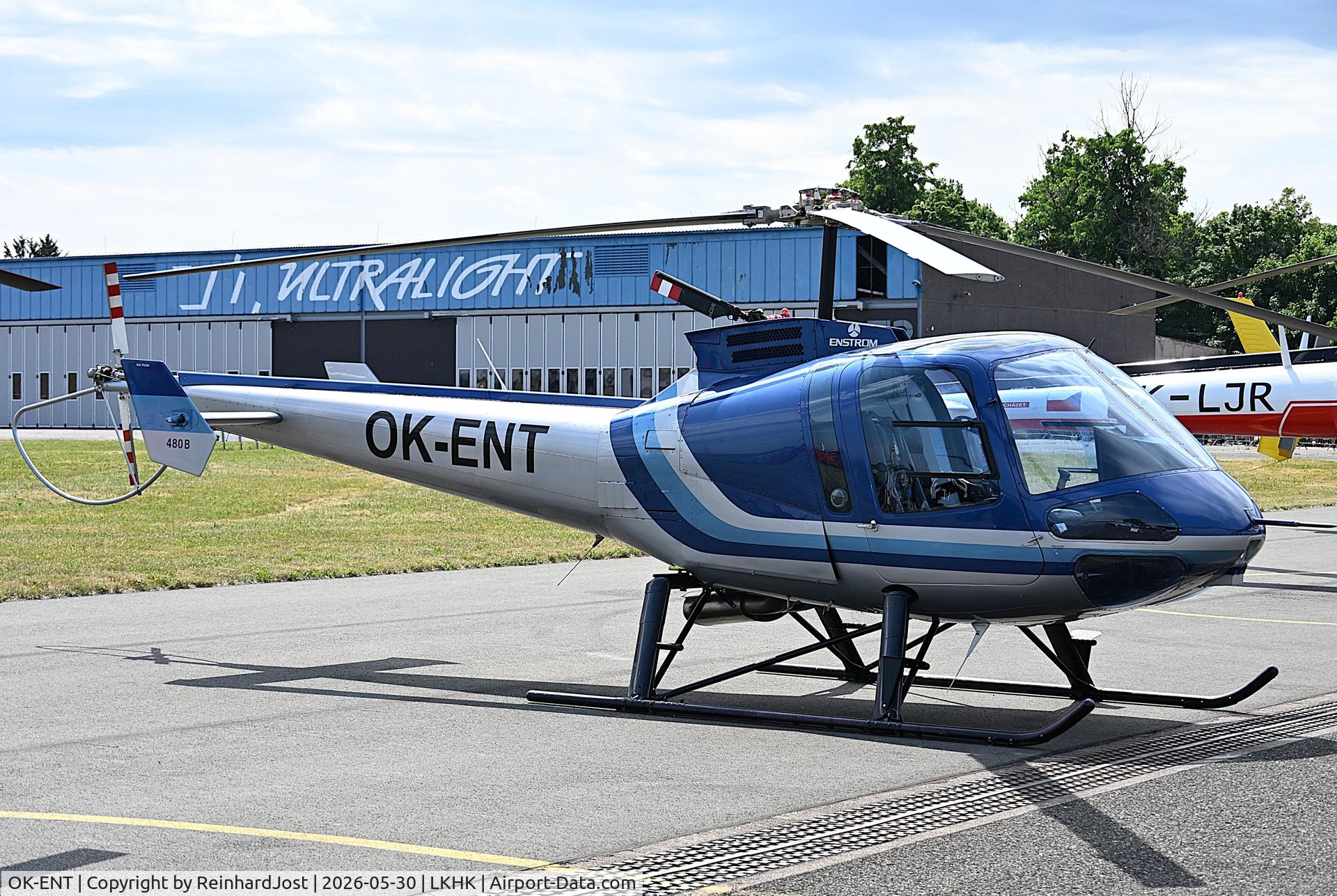 Aircraft OK-ENT, 2006 Enstrom 480B, c/n 5094, On display during the Hradec Kralove Airshow 2026, at LKHK, photo by ReinhardJost