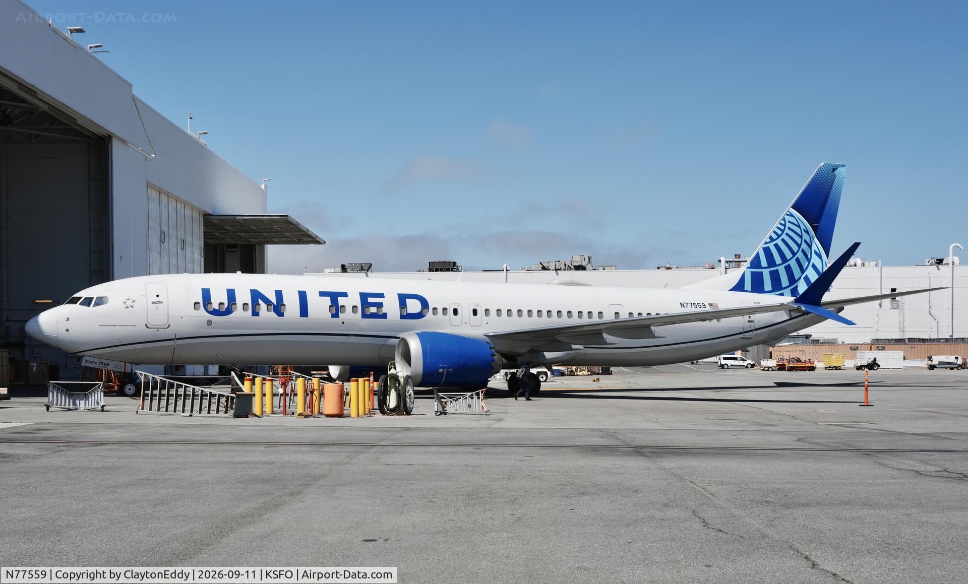 Aircraft N77559, 2023 Boeing 737-9 MAX, c/n 67183 l/n 8595, SFO 2026, at KSFO, photo by ClaytonEddy