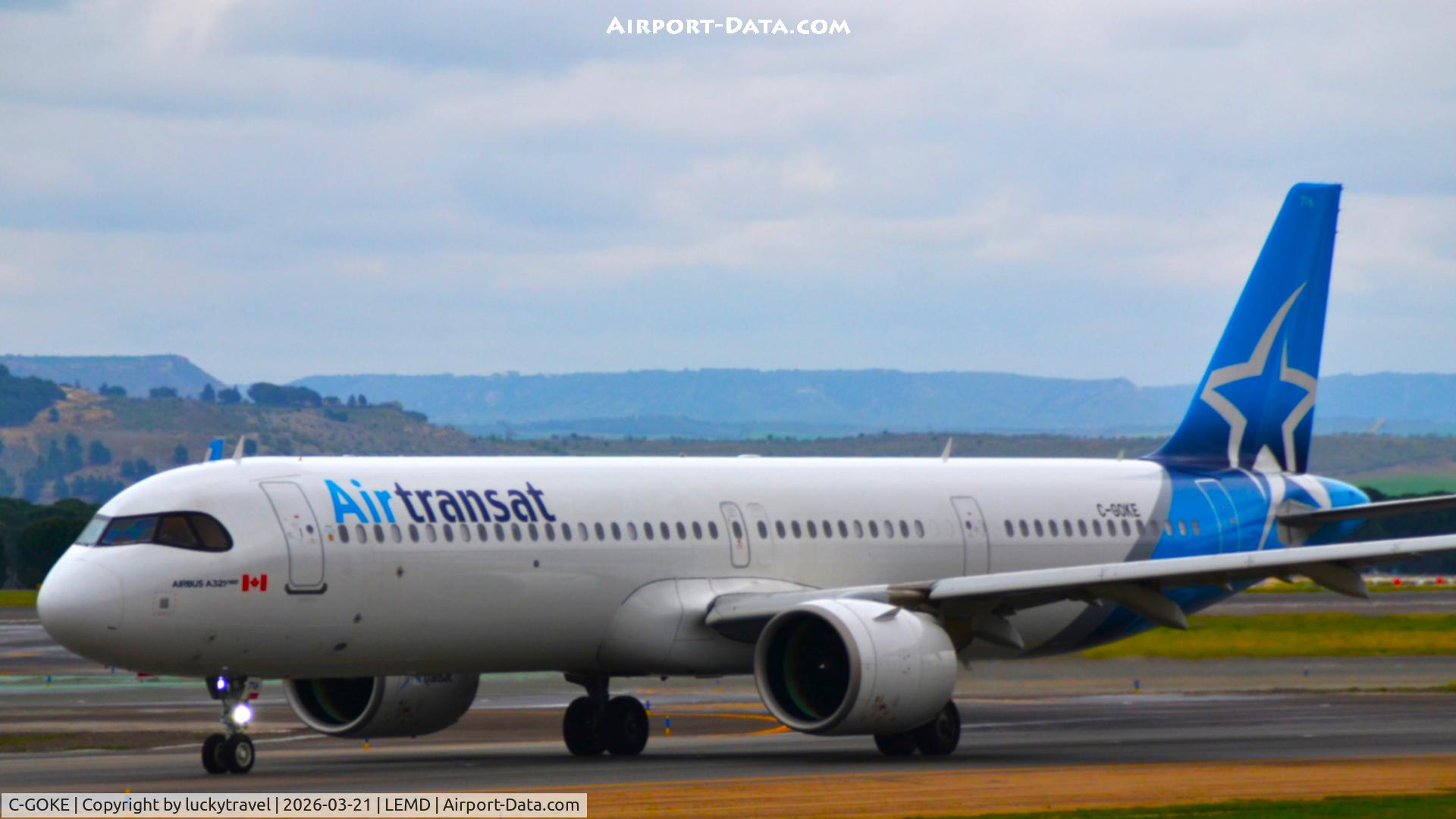 Aircraft C-GOKE, 2024 Airbus A321-271NX, c/n 11802, AirTransat A321neo taxiing at Madrid (LEMD) to takeoff RWY36L, at LEMD, photo by luckytravel