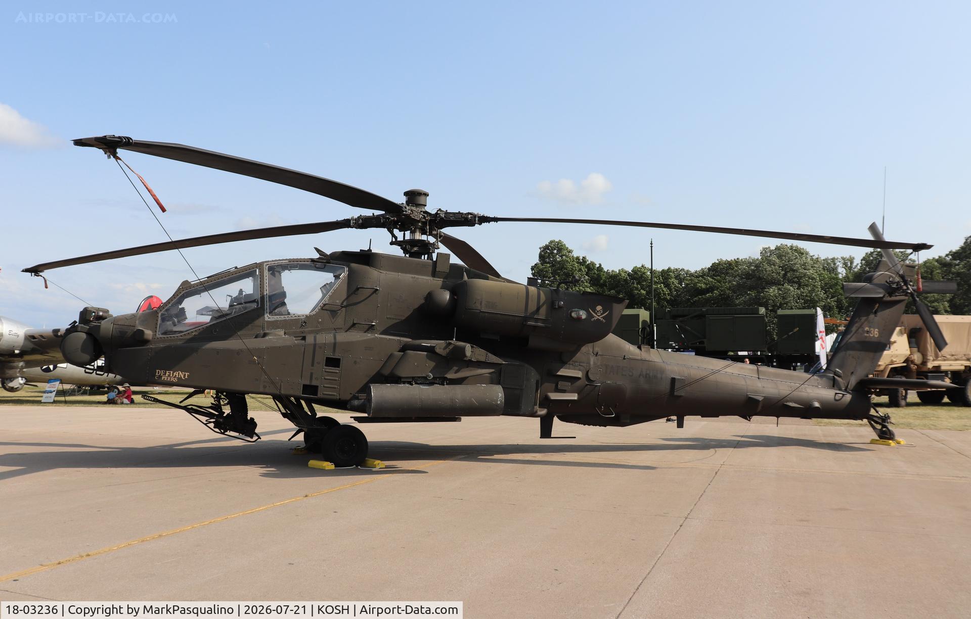 Aircraft 18-03236, 2019 Boeing AH-64E Apache, c/n NM236, Boeing AH-64E Apache, at KOSH, photo by MarkPasqualino