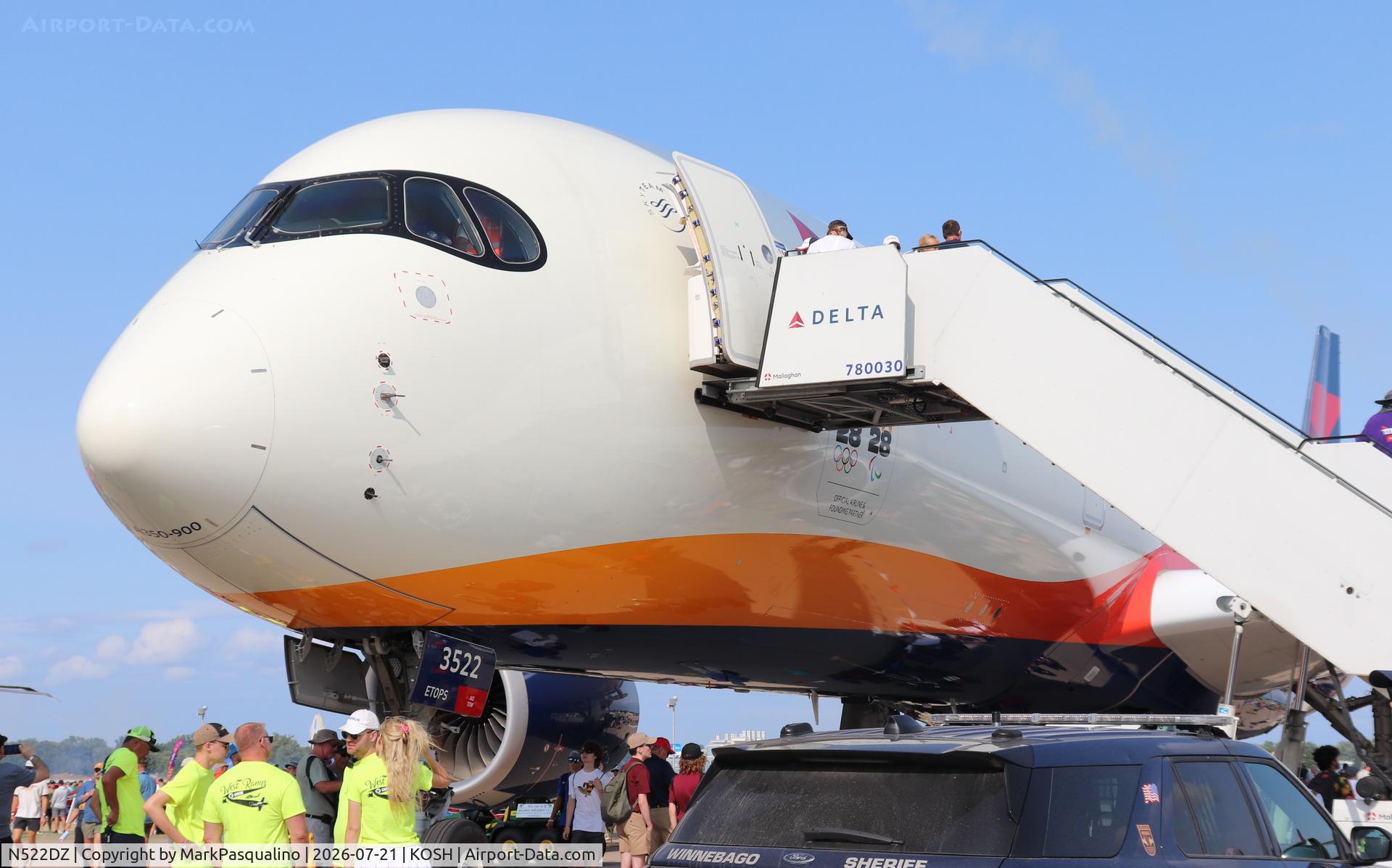 Aircraft N522DZ, 2024 Airbus A350-941, c/n 0673, Airbus A350-941, at KOSH, photo by MarkPasqualino