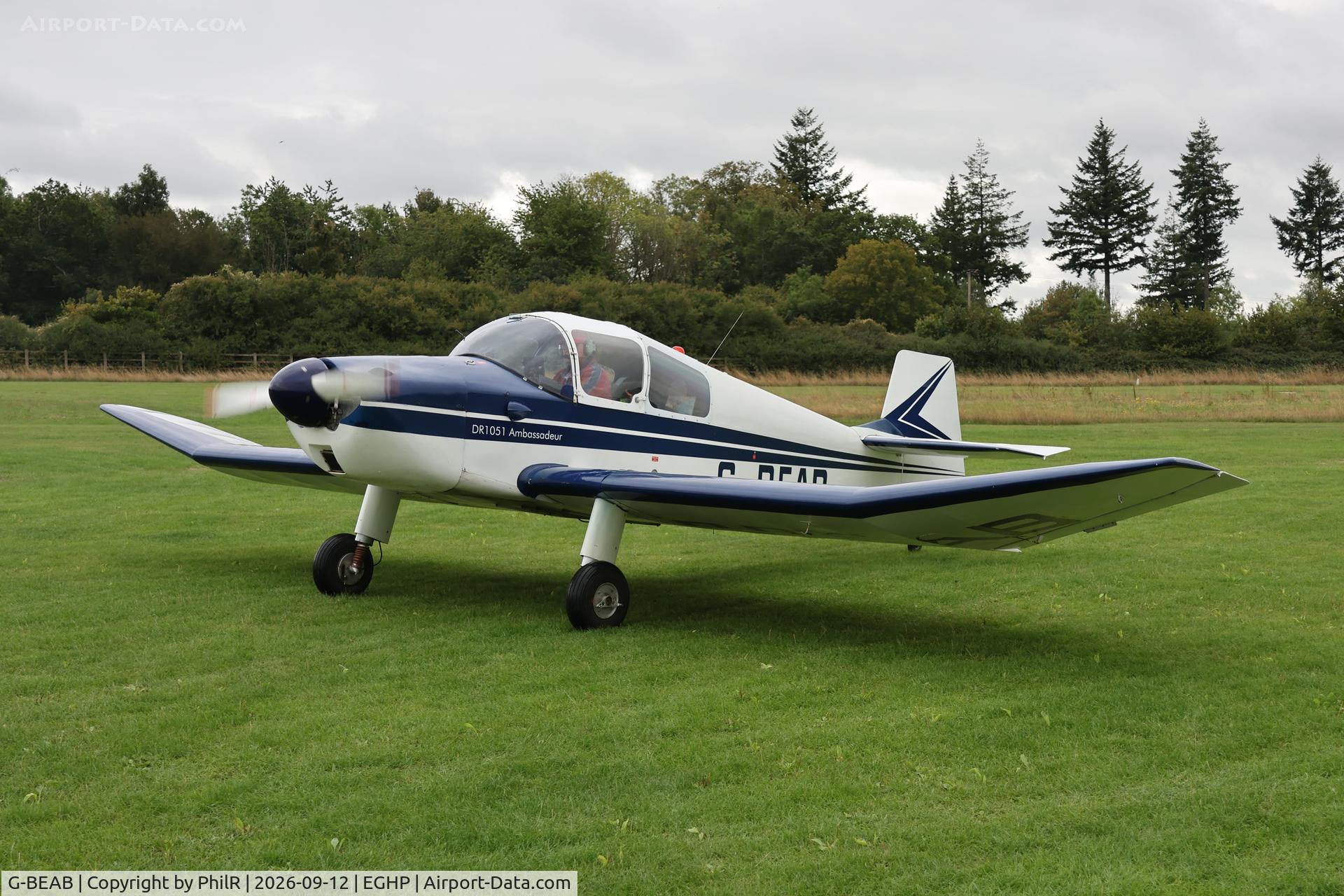 Aircraft G-BEAB, 1961 CEA Jodel DR-1051, c/n 228, G-BEAB 1961 Centre Est Aeronautique Jodel DR1051 Ambassadeur Eurofox Fly In Popham 12.09.26 (1).jpg, at EGHP, photo by PhilR