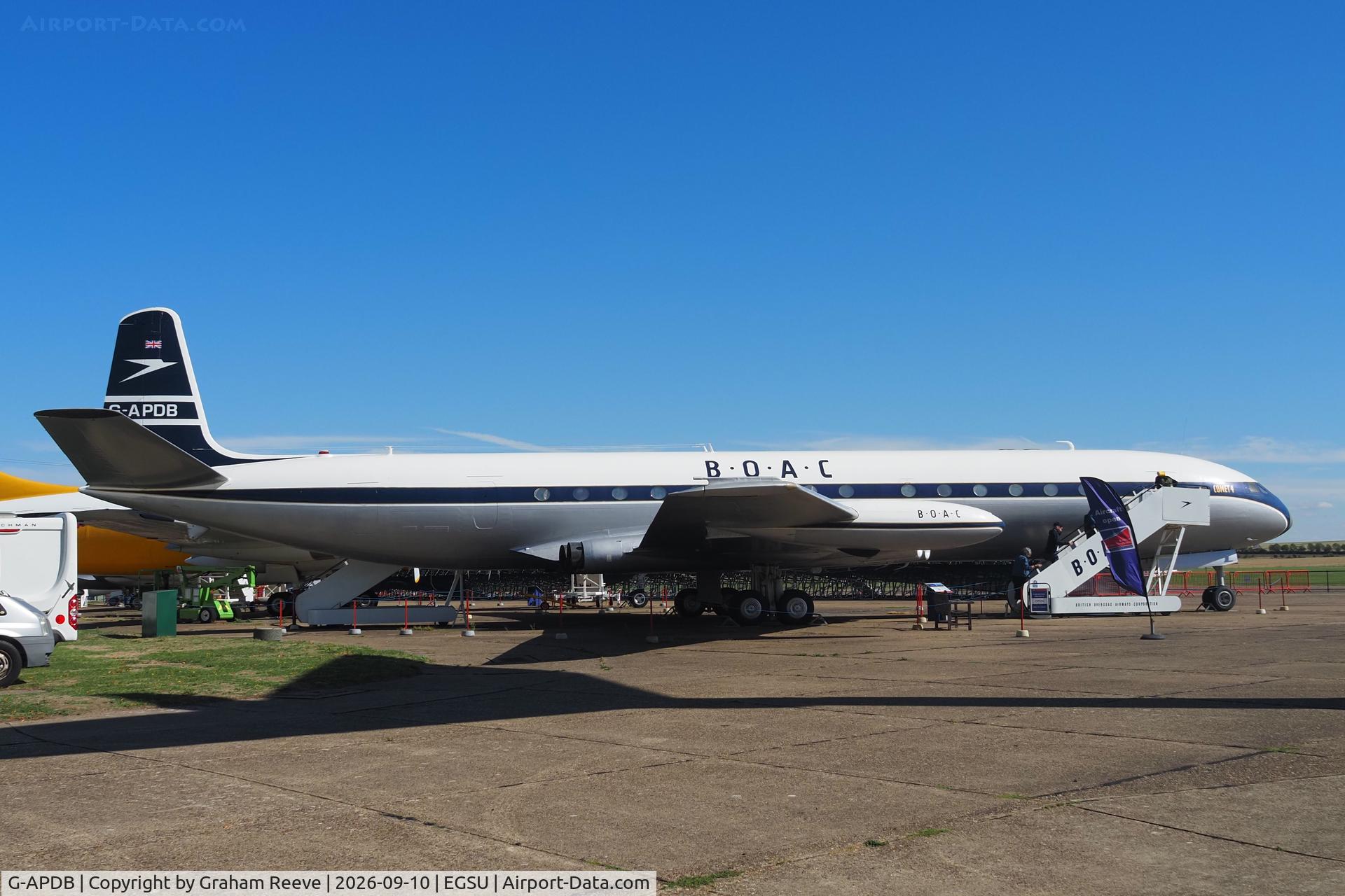Aircraft G-APDB, 1958 De Havilland DH.106 Comet 4, c/n 6403, On display at the IWM, Duxford., at EGSU, photo by Graham Reeve