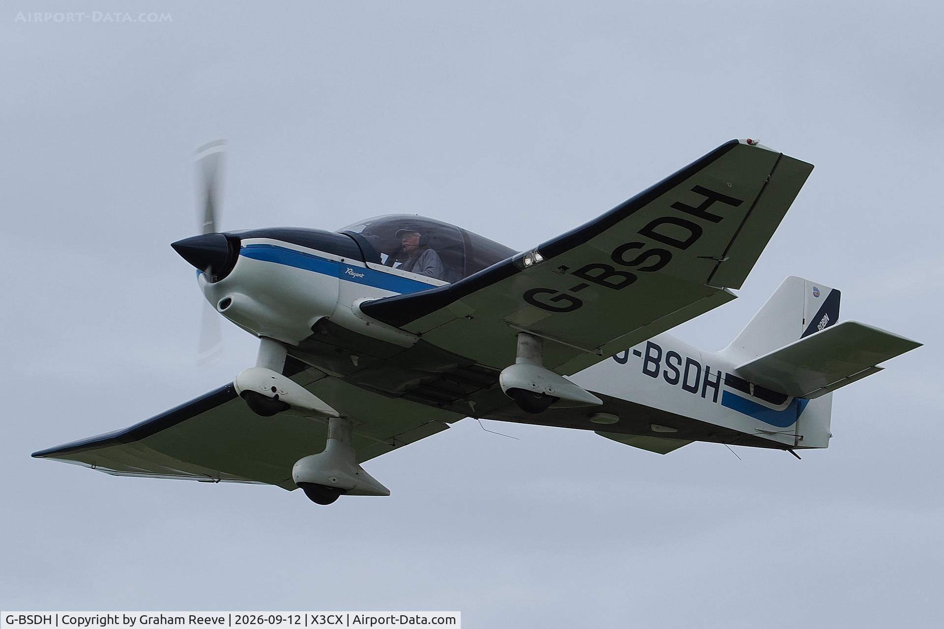 Aircraft G-BSDH, 1990 Robin DR-400-180 Regent Regent, c/n 1980, Departing from Northrepps., at X3CX, photo by Graham Reeve