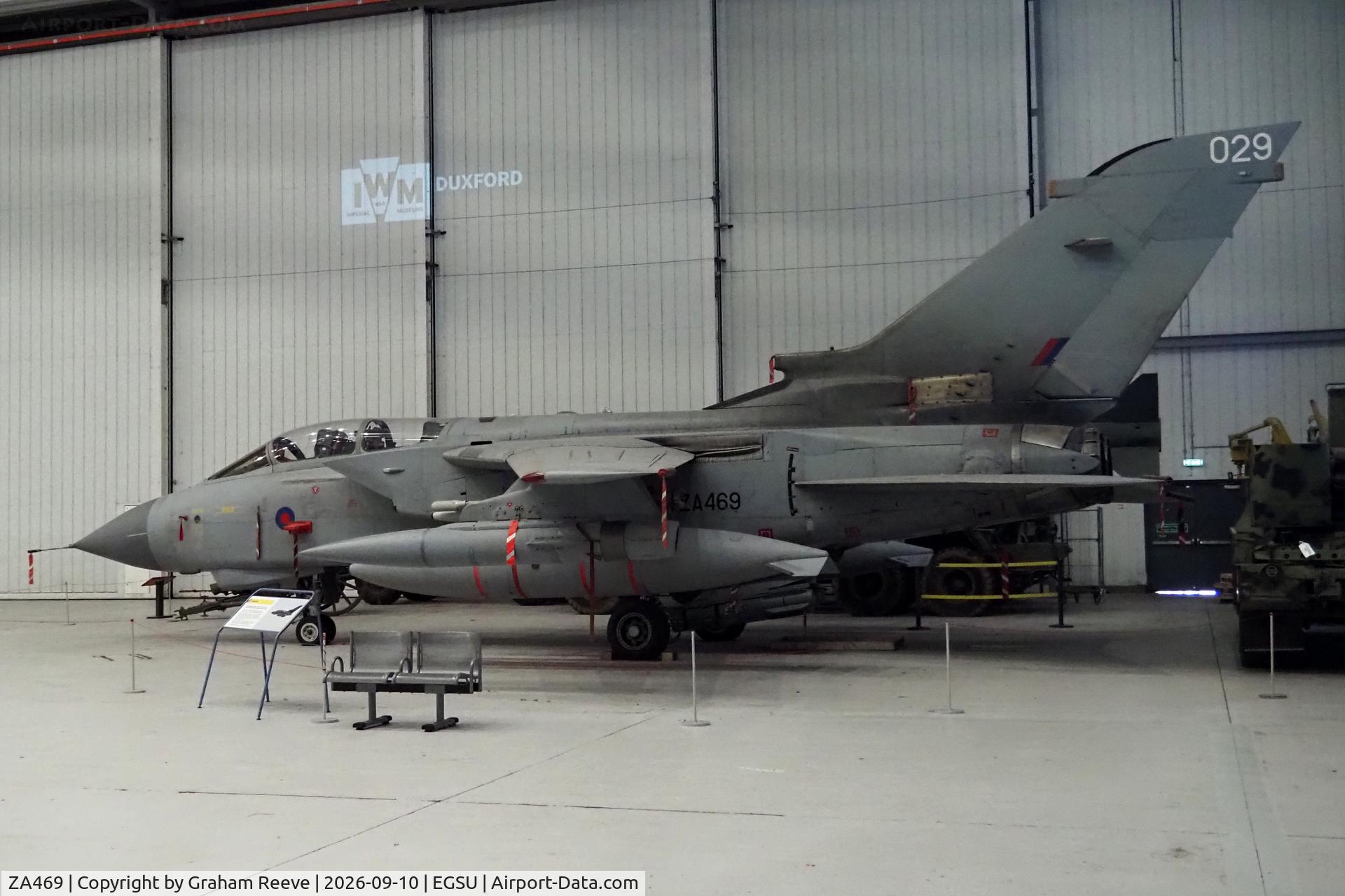 Aircraft ZA469, 1983 Panavia Tornado GR.4, c/n 288/BS099/3135, On display at the IWM, Duxford., at EGSU, photo by Graham Reeve