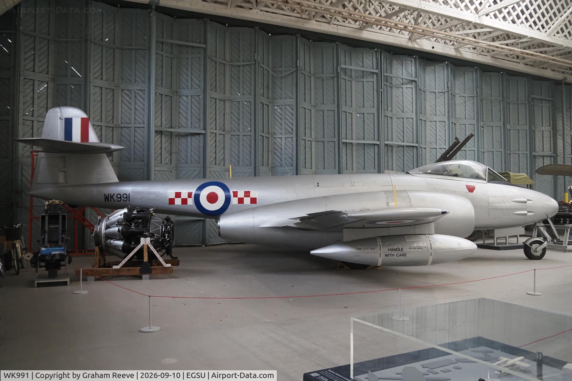 Aircraft WK991, Gloster Meteor F.8, c/n Not found Wk991, On display at the IWM, Duxford., at EGSU, photo by Graham Reeve