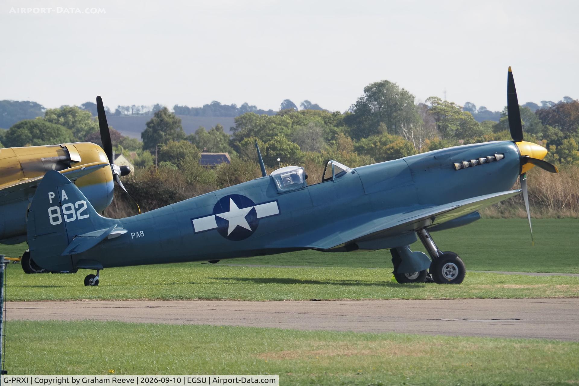 Aircraft G-PRXI, 1944 Supermarine 361 Spitfire PR.XI, c/n 6S/583723, Parked at Duxford., at EGSU, photo by Graham Reeve