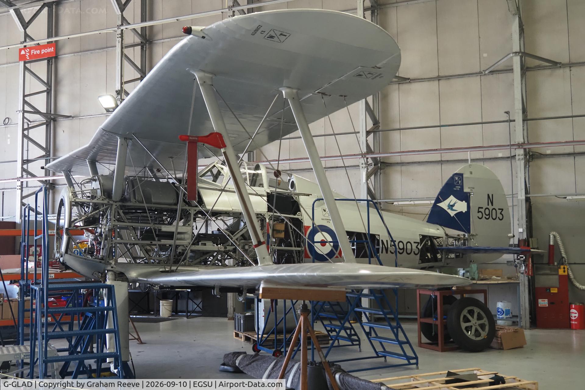 Aircraft G-GLAD, 1939 Gloster Gladiator Mk2, c/n G5/75751, On display at the IWM, Duxford., at EGSU, photo by Graham Reeve