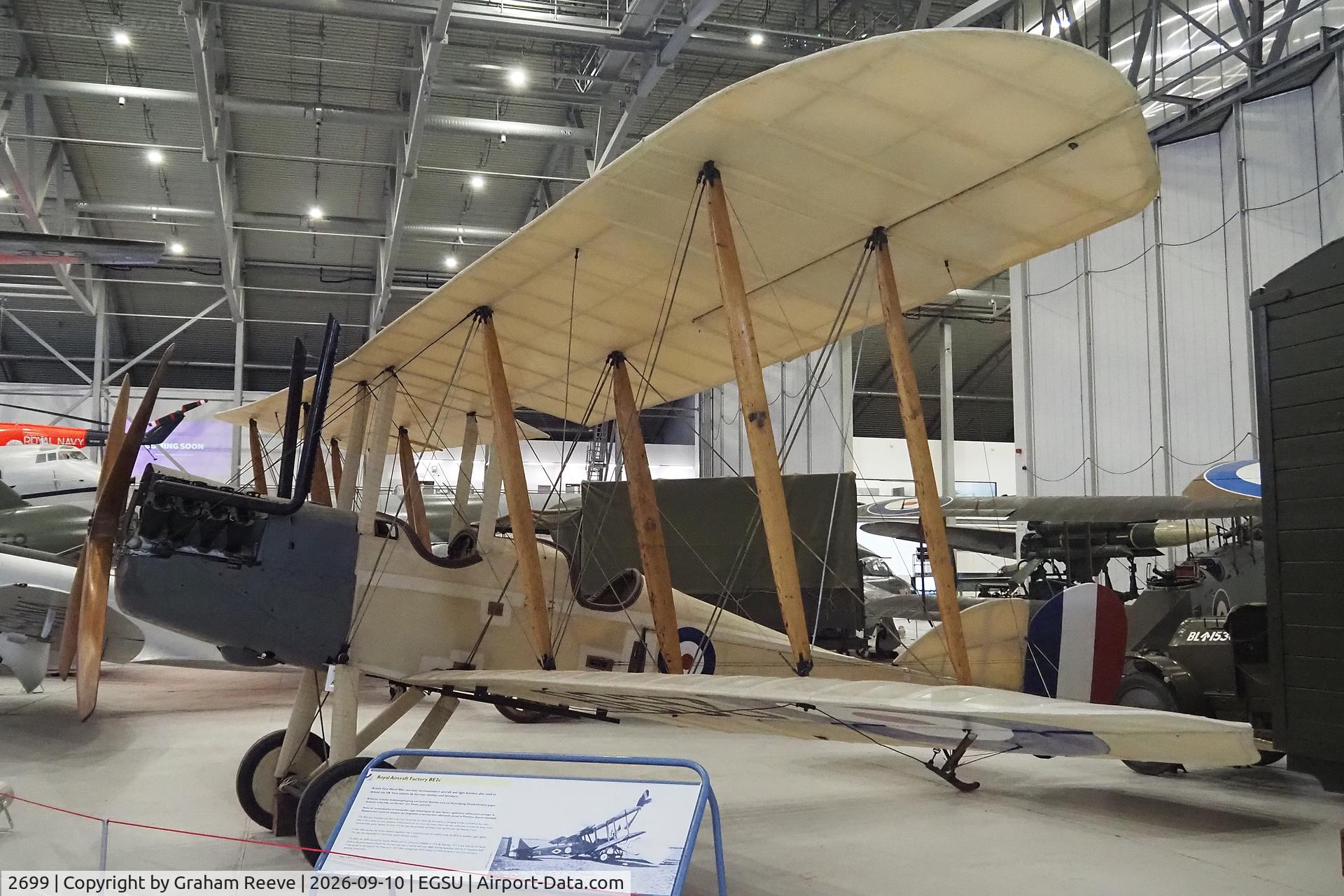 Aircraft 2699, Royal Aircraft Factory BE-2c, c/n Not found 2699, On display at the IWM, Duxford., at EGSU, photo by Graham Reeve