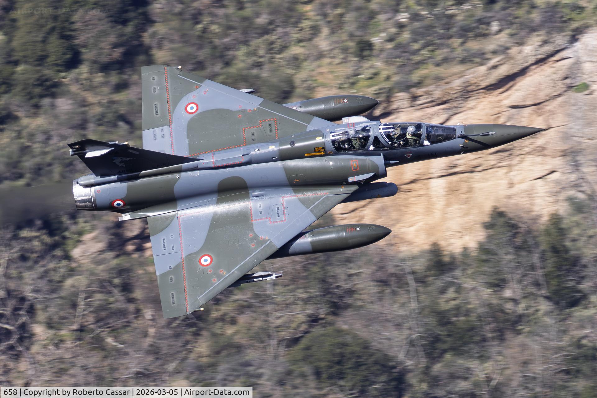 Aircraft 658, Dassault Mirage 2000D, c/n 532, Iniochos 2026 - Vouraikos Canyon, photo by Roberto Cassar