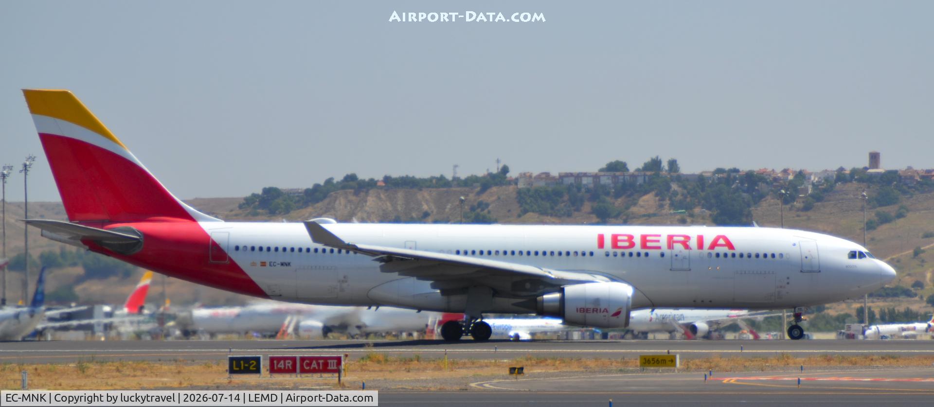 Aircraft EC-MNK, 2016 Airbus A330-202, c/n 1755, Iberia A330-200 taking off from RWY32L ta Madrid (LEMD), at LEMD, photo by luckytravel