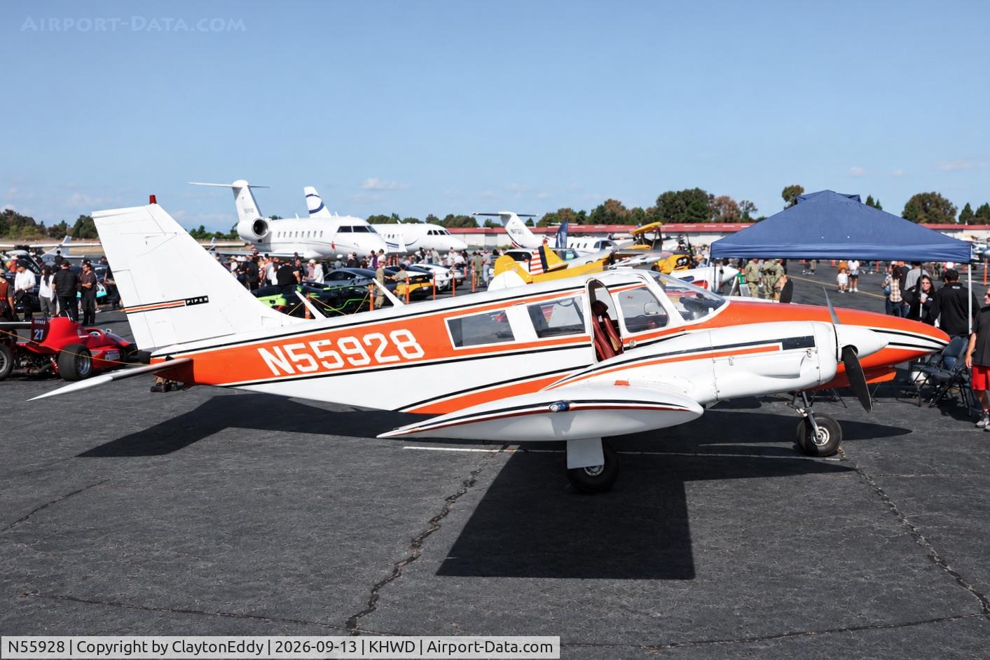 Aircraft N55928, 1973 Piper PA-34-200, c/n 34-7350261, Hayward airport Open House in California 2026, at KHWD, photo by ClaytonEddy