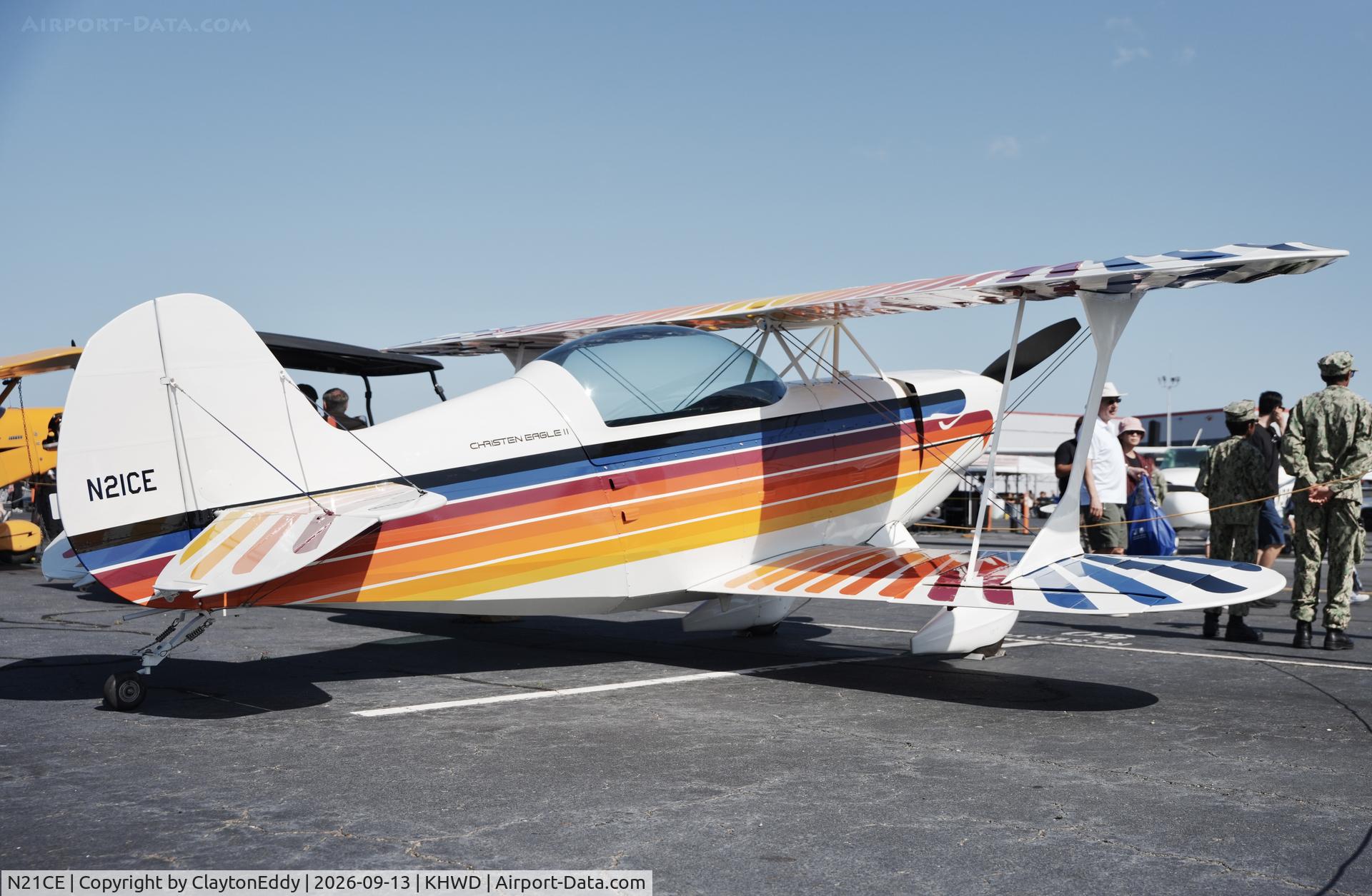 Aircraft N21CE, 1982 Christen Eagle II, c/n CONTERNO 0001, Hayward airport Open House in California 2026., at KHWD, photo by ClaytonEddy
