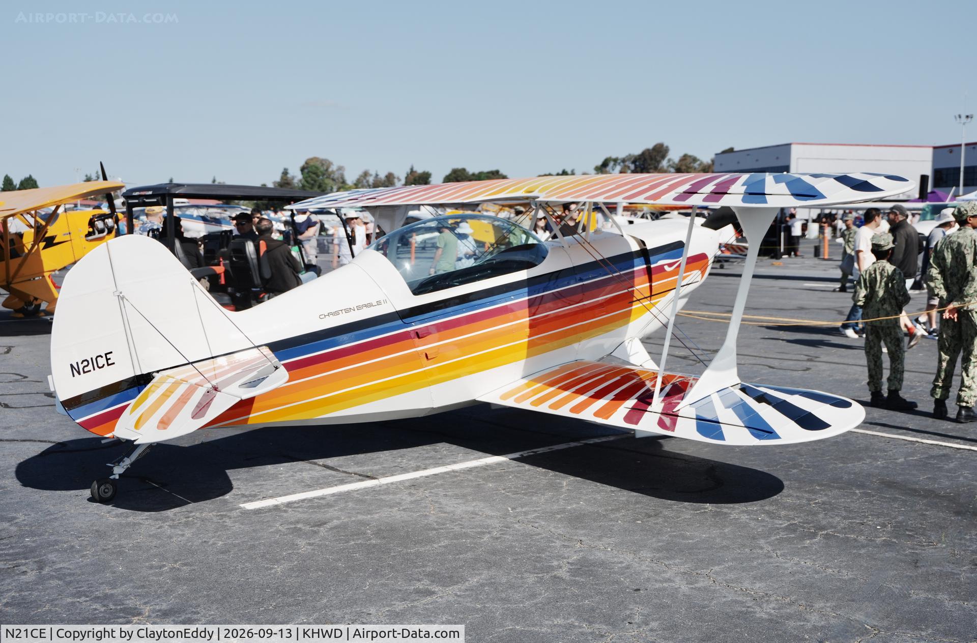 Aircraft N21CE, 1982 Christen Eagle II, c/n CONTERNO 0001, Hayward airport Open House in California 2026, at KHWD, photo by ClaytonEddy