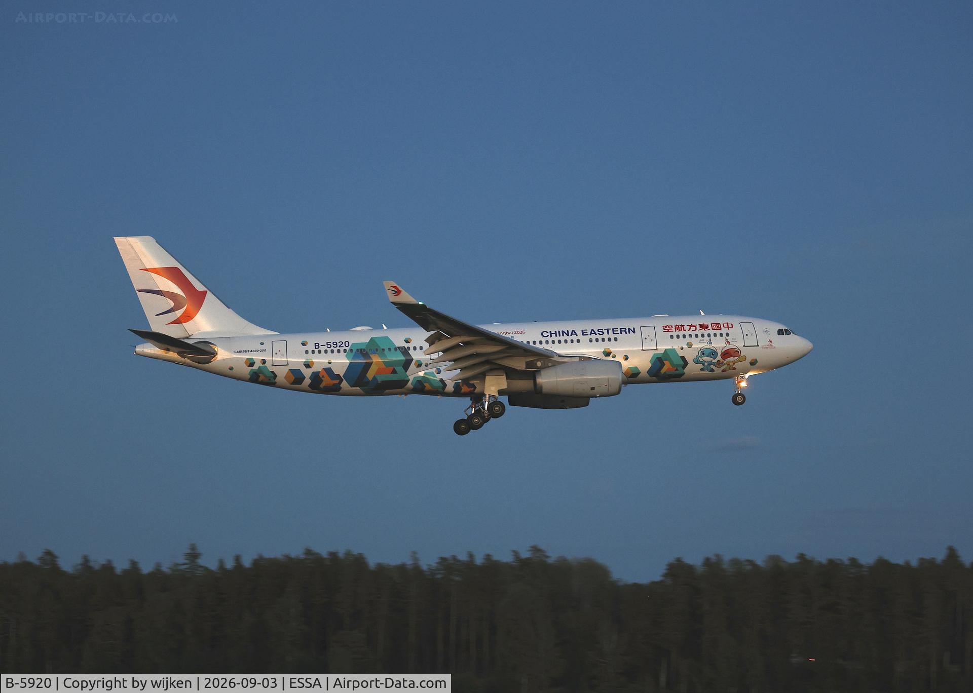 Aircraft B-5920, 2012 Airbus A330-243, c/n 1375, Rwy 19L, at ESSA, photo by wijken