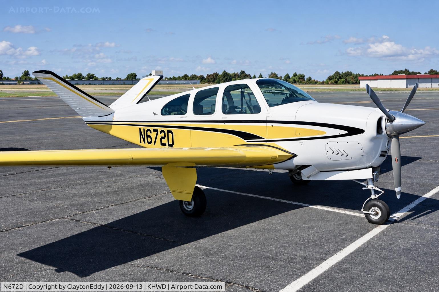 Aircraft N672D, 1963 Beech P35 Bonanza, c/n D-7204, Hayward airport in California 2026, at KHWD, photo by ClaytonEddy