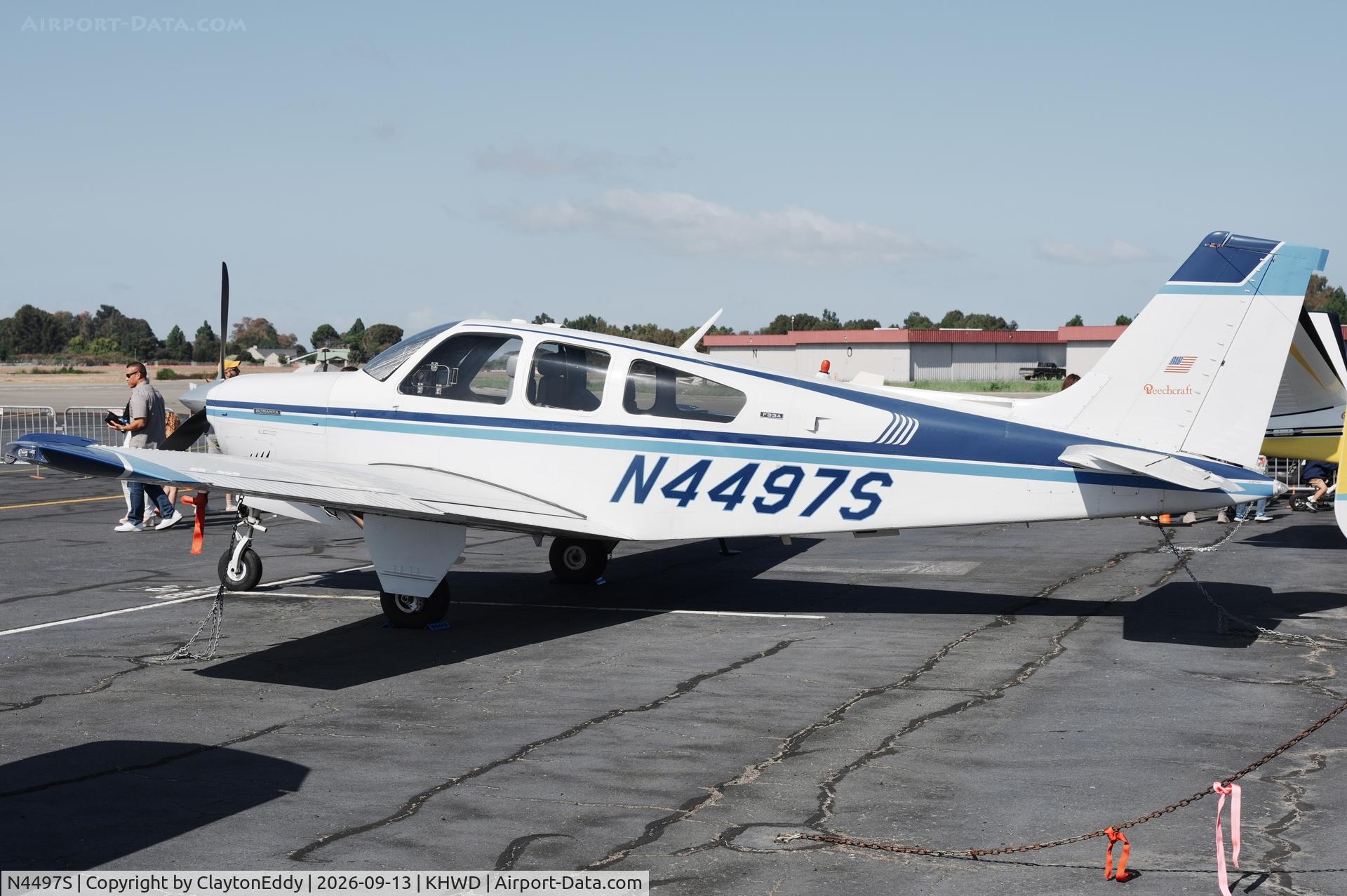 Aircraft N4497S, 1975 Beech F33A Bonanza, c/n CE-592, Hayward airport Open House in California 2026., at KHWD, photo by ClaytonEddy