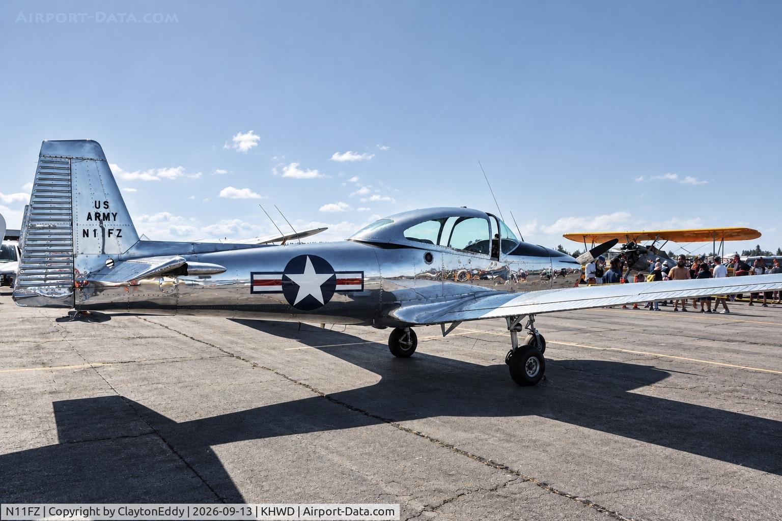 Aircraft N11FZ, 1946 North American Navion (NA-145), c/n NAV-4-263, Hayward airport Open House in California 2026., at KHWD, photo by ClaytonEddy