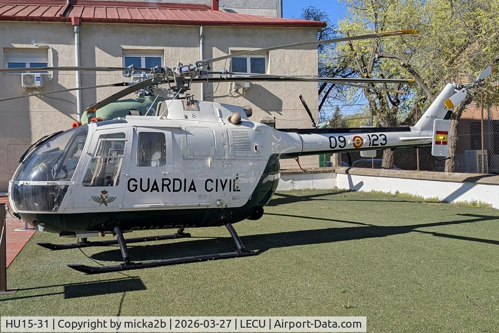 Aircraft HU15-31, MBB Bo-105CB, c/n S4-472, Preserved, at LECU, photo by micka2b