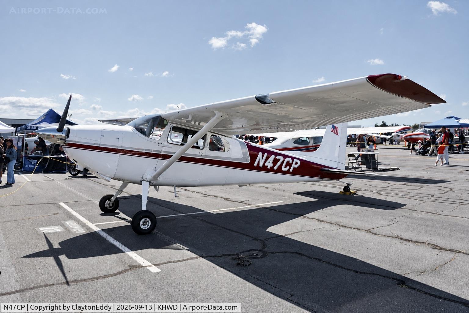 Aircraft N47CP, 1957 Cessna 180, c/n 32304, Hayward airport Open House in California 2026, at KHWD, photo by ClaytonEddy