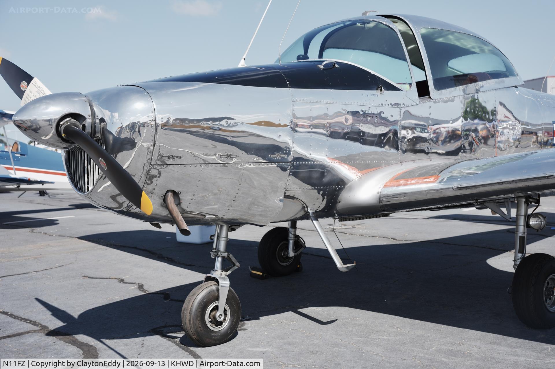 Aircraft N11FZ, 1946 North American Navion (NA-145), c/n NAV-4-263, Hayward airport Open House in California 2026., at KHWD, photo by ClaytonEddy