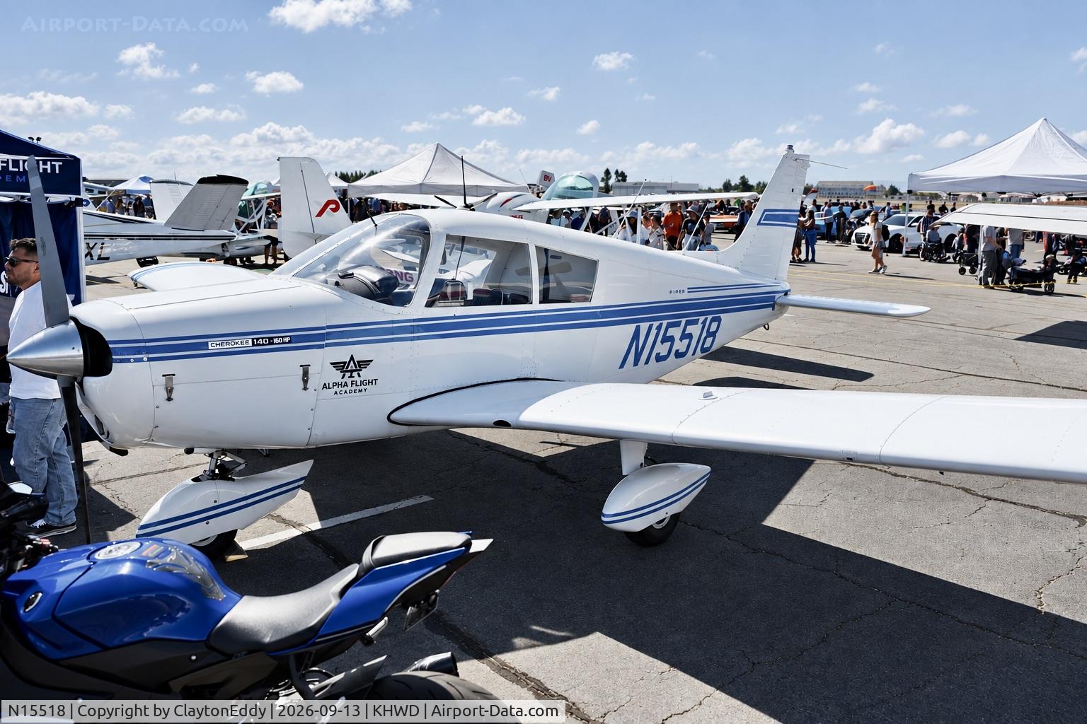 Aircraft N15518, 1972 Piper PA-28-140, c/n 28-7325086, Hayward airport Open House in California 2026., at KHWD, photo by ClaytonEddy