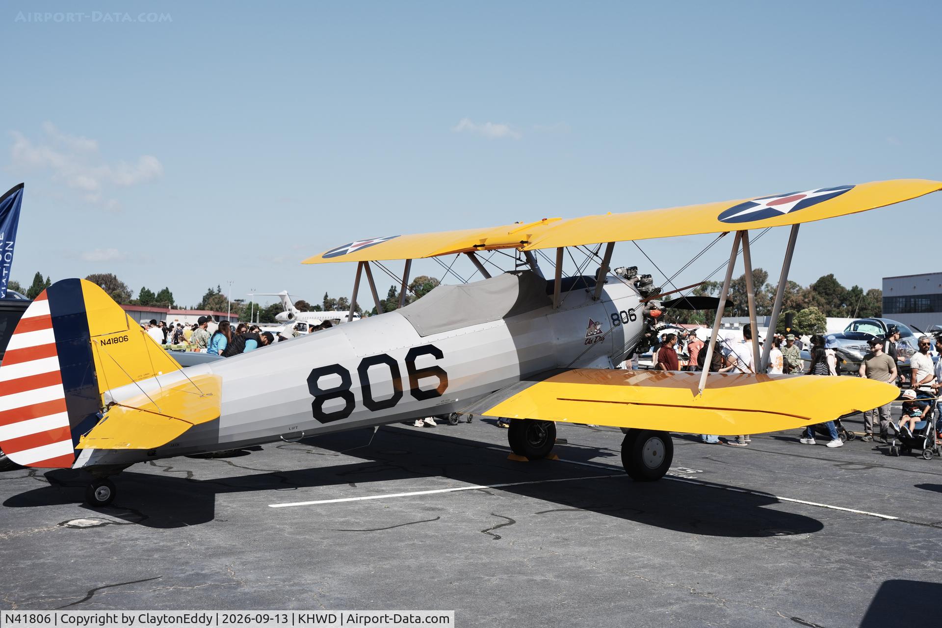 Aircraft N41806, 2025 Boeing A75 Stearman, c/n 75866, Hayward airport Open House in California 2026, at KHWD, photo by ClaytonEddy