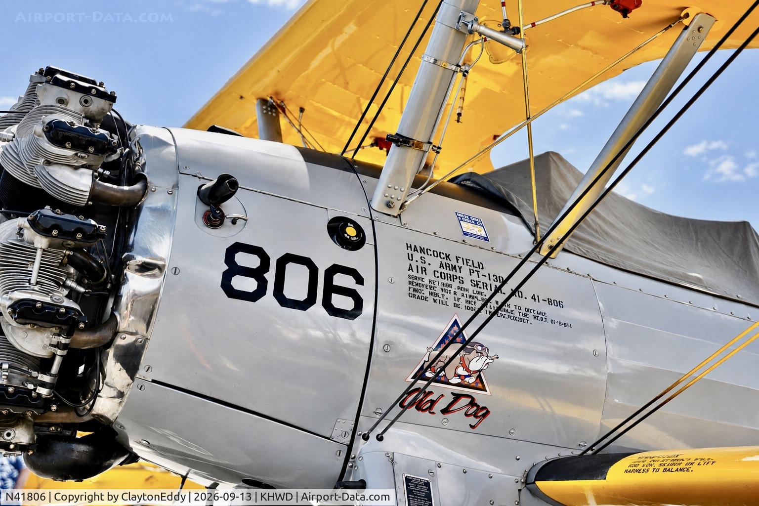 Aircraft N41806, 2025 Boeing A75 Stearman, c/n 75866, Hayward airport Open House in California 2026., at KHWD, photo by ClaytonEddy