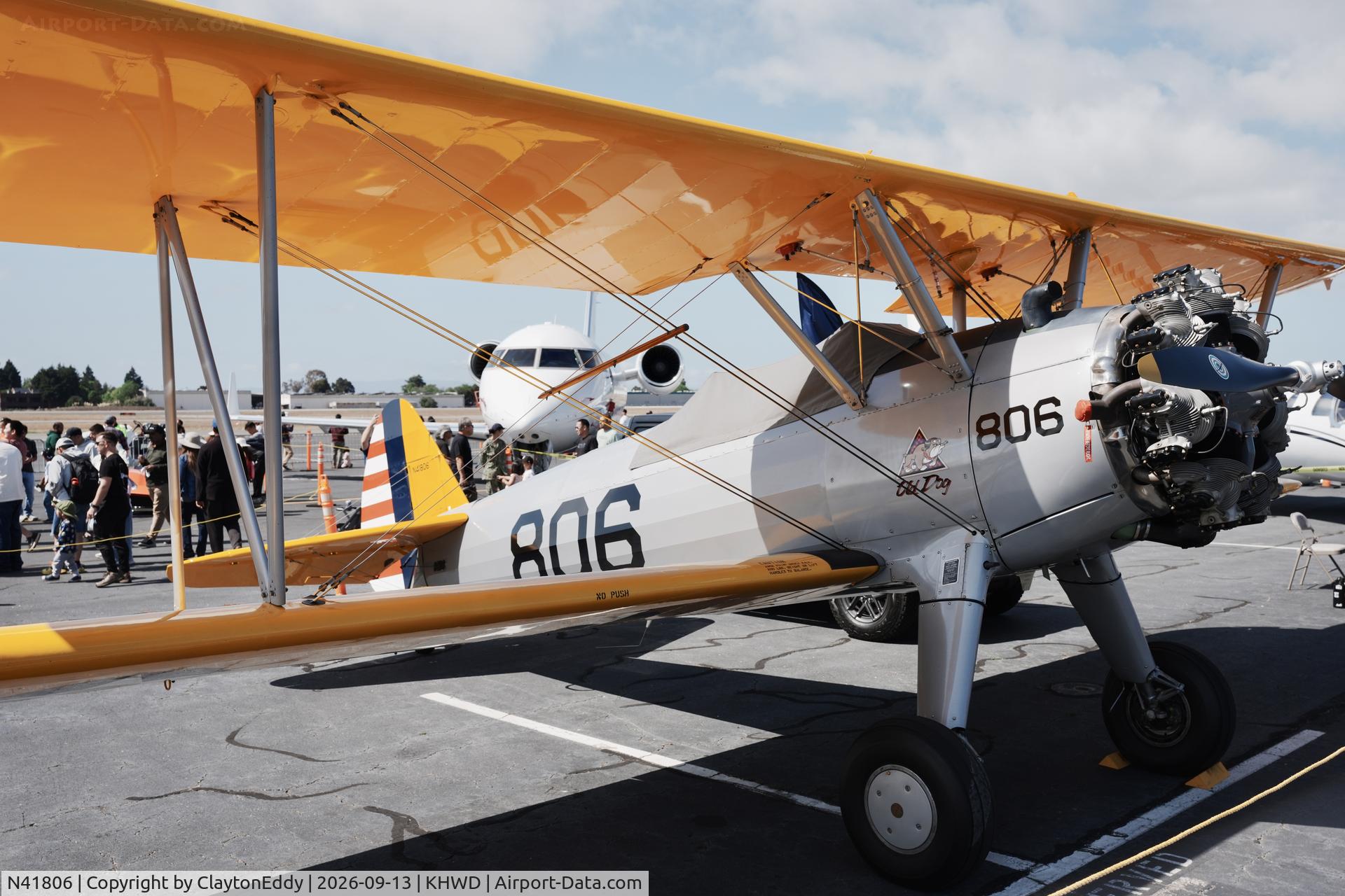 Aircraft N41806, 2025 Boeing A75 Stearman, c/n 75866, Hayward airport Open House in California 2026, at KHWD, photo by ClaytonEddy