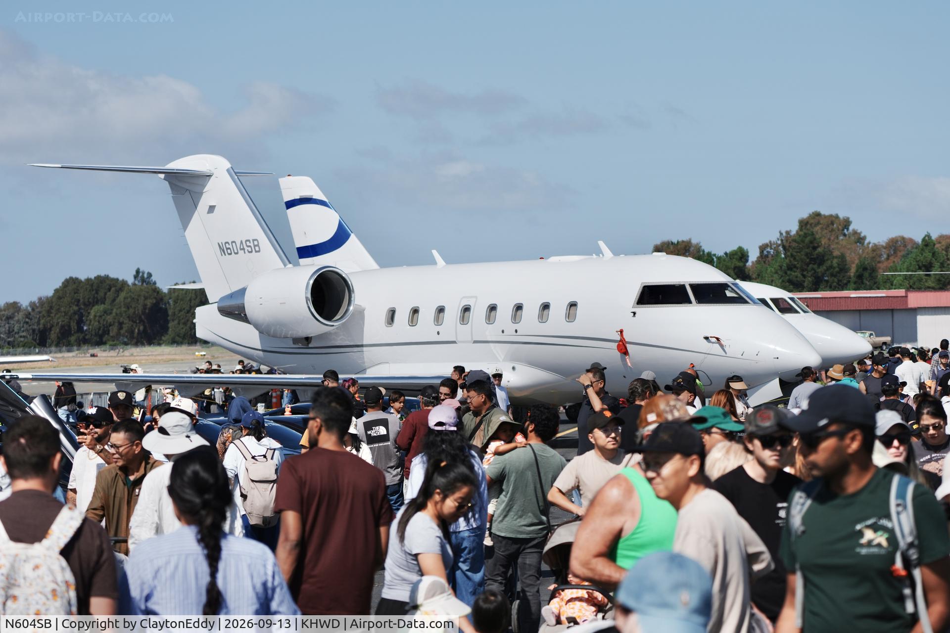 Aircraft N604SB, 2004 Bombardier Challenger 604 (CL-600-2B16), c/n 5569, Hayward airport Open House in California 2026., at KHWD, photo by ClaytonEddy