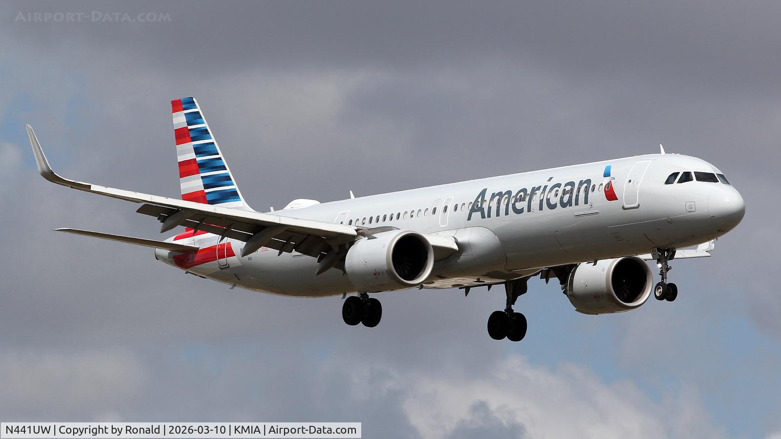 Aircraft N441UW, 2021 Airbus A321-253NX, c/n 10684, at mia, at KMIA, photo by Ronald