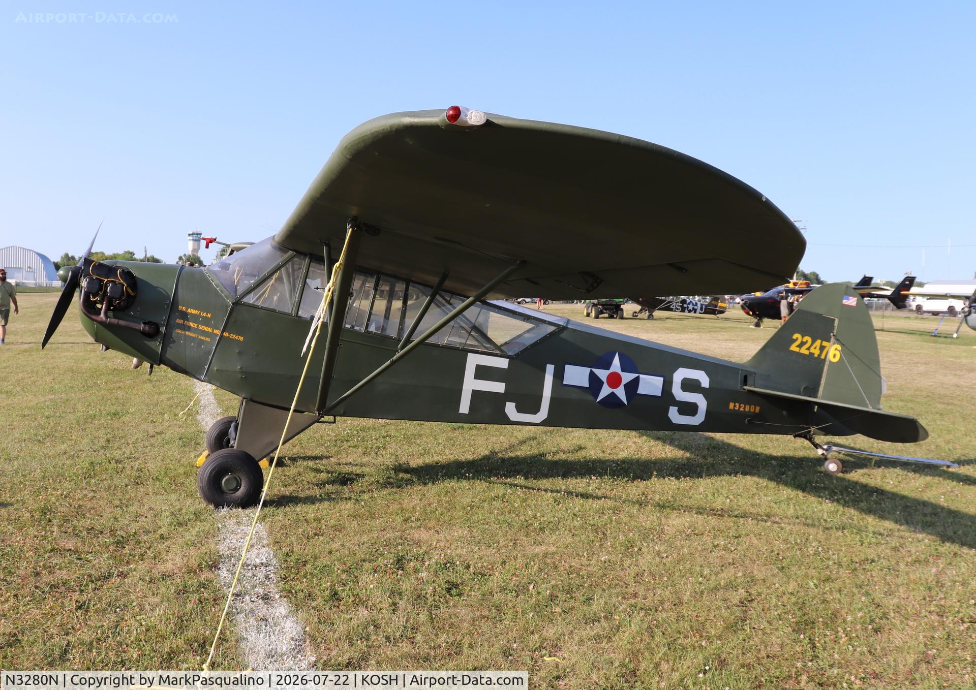 Aircraft N3280N, 1946 Piper J3C-65 Cub, c/n 22476, Piper J3C-65, at KOSH, photo by MarkPasqualino