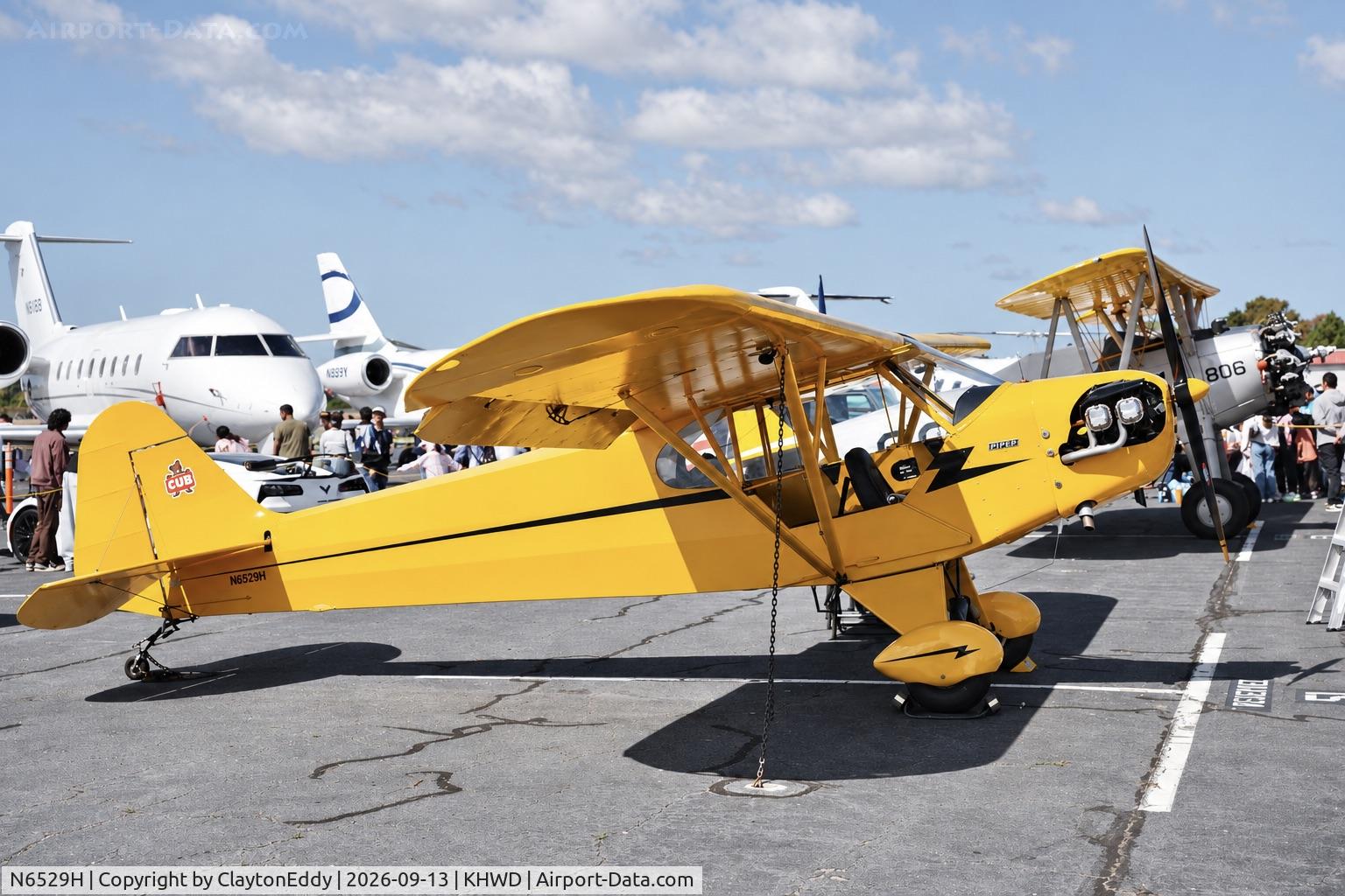 Aircraft N6529H, 1946 Piper J3C-85, c/n 19718, Hayward airport Open House in California 2026., at KHWD, photo by ClaytonEddy