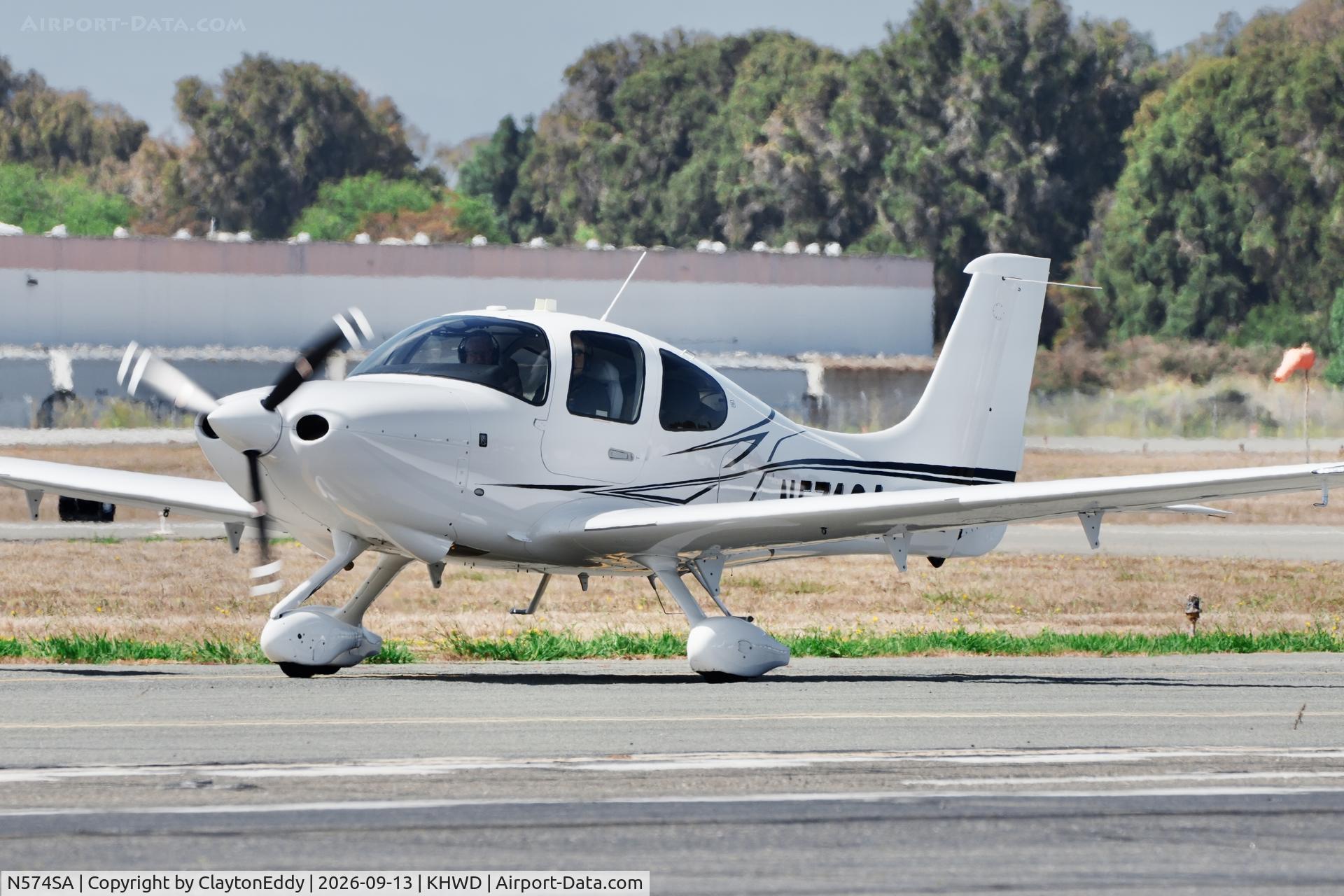 Aircraft N574SA, 2024 Cirrrus Desing Corp SR20 G7, c/n 9924, Hayward airport in California 2026., at KHWD, photo by ClaytonEddy