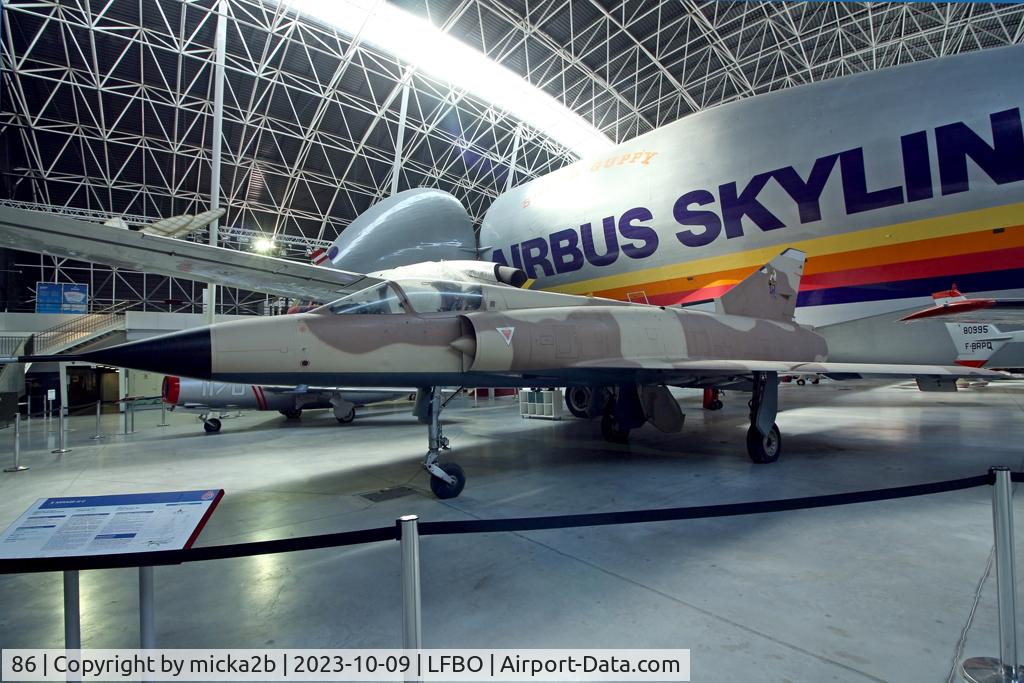 Aircraft 86, 1965 Dassault Mirage IIIC, c/n 86, Preserved, at LFBO, photo by micka2b