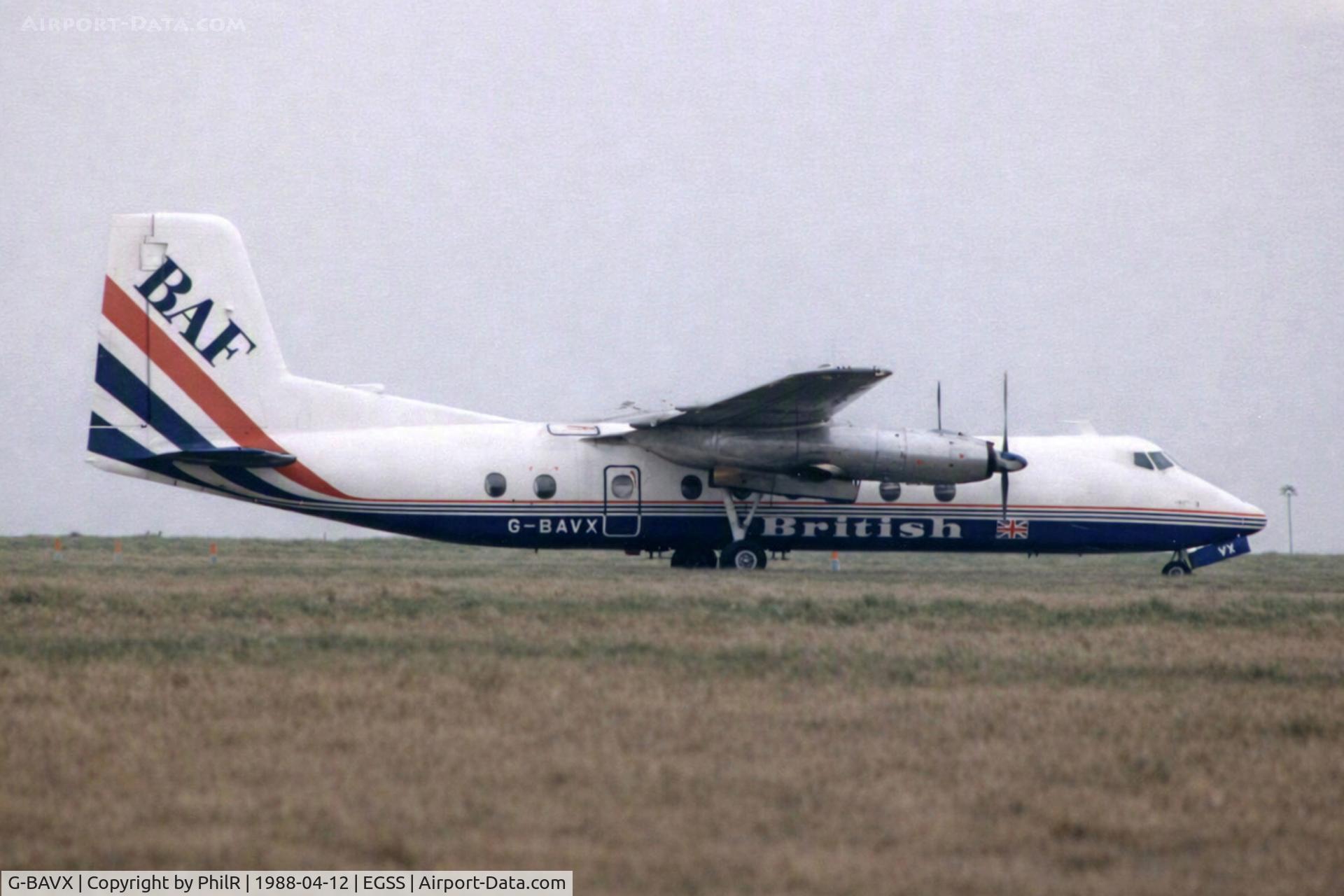 Aircraft G-BAVX, 1967 Handley Page HPR-7 Herald 214, c/n 194, G-BAVX 1967 HPR7 Herald 214 BAF STN, at EGSS, photo by PhilR