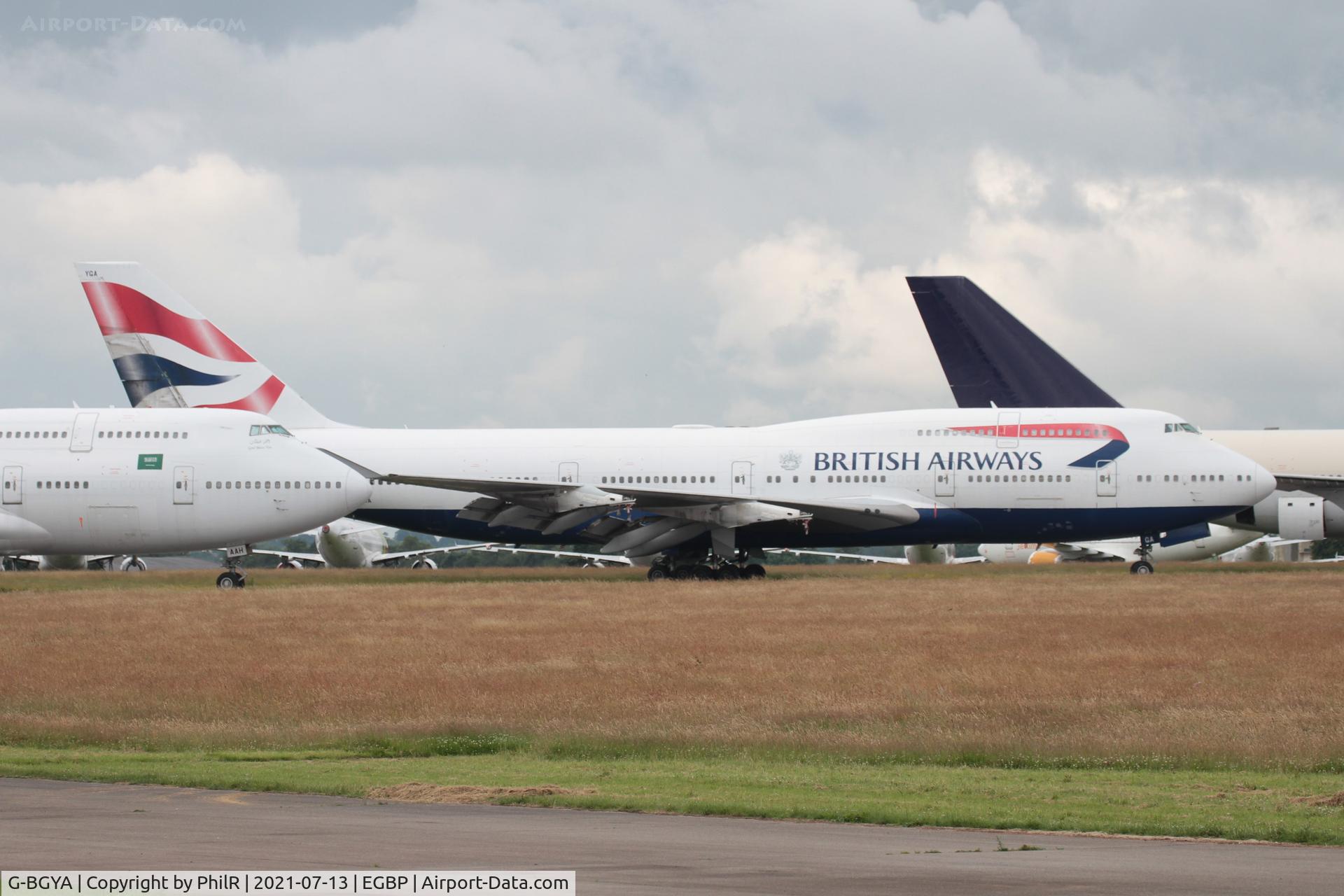 Aircraft G-BGYA, 1979 Piper PA-60-601P Aerostar, c/n 61P-0639-7963294, G-BYGA 1998 Boeing 747-400 British Airways Kemble, at EGBP, photo by PhilR
