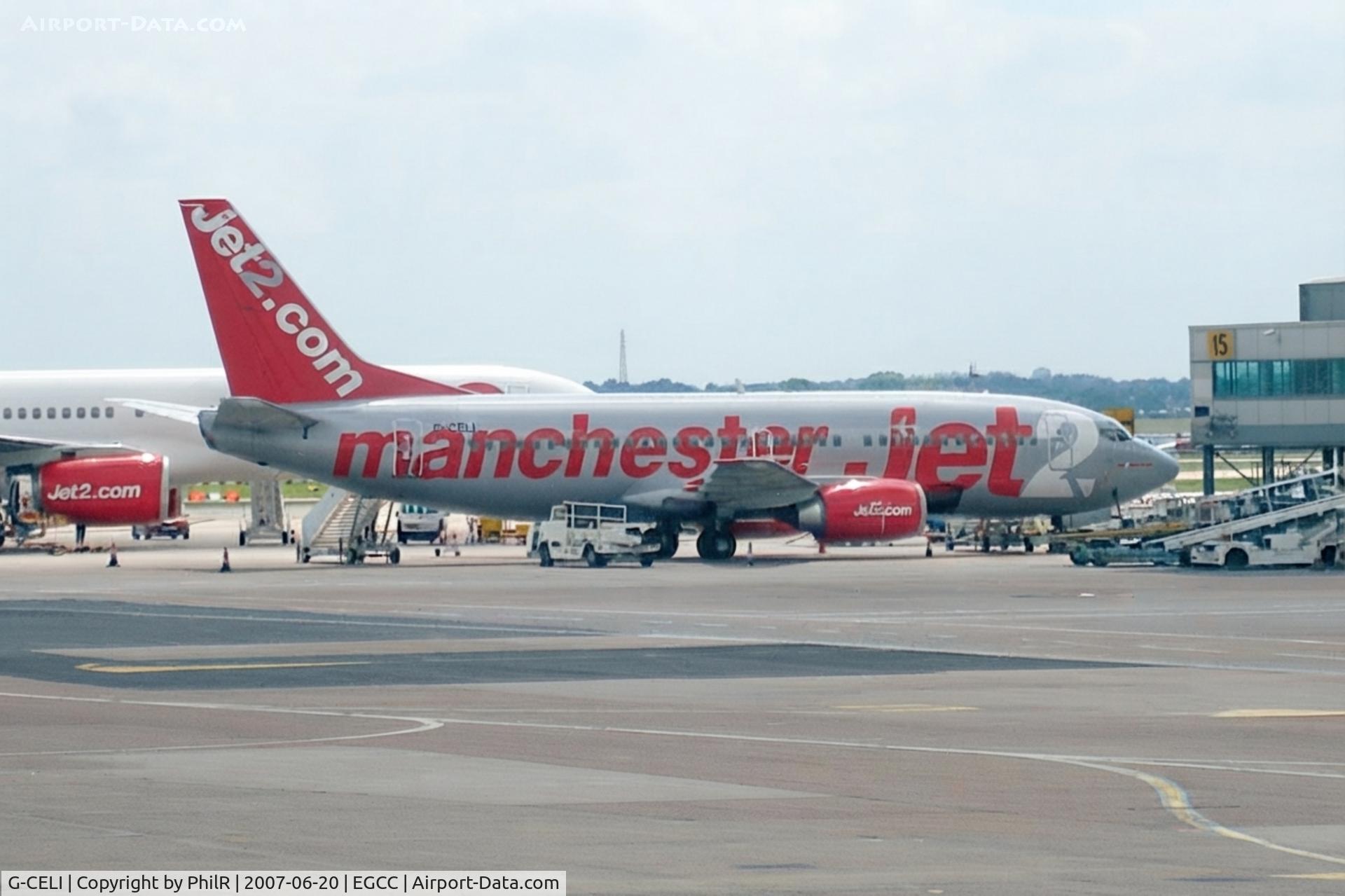 Aircraft G-CELI, 1986 Boeing 737-330, c/n 23526 l/n 1282, G-CELI 1986 Boeing 737-300 Jet 2 MAN, at EGCC, photo by PhilR