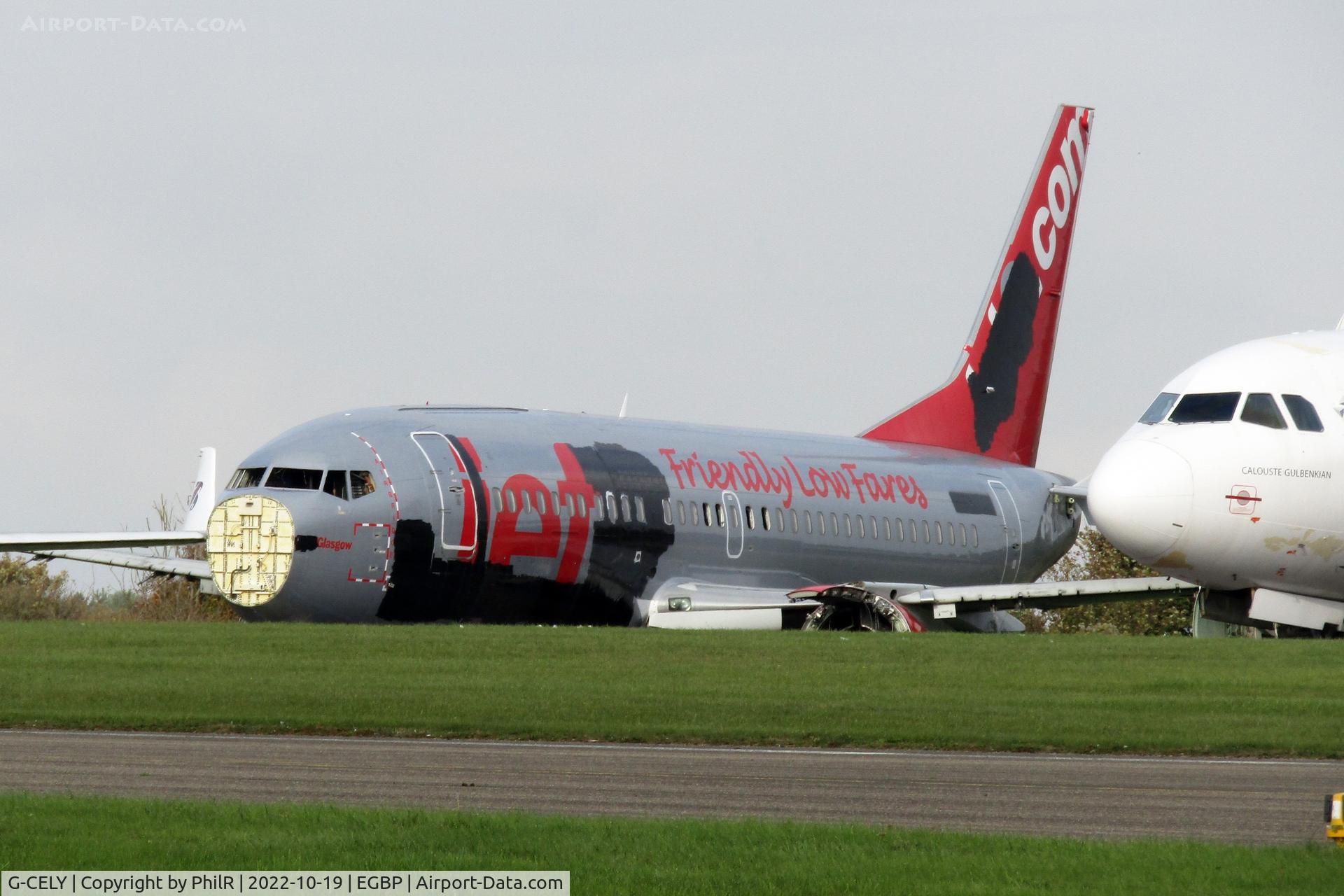 Aircraft G-CELY, 1986 Boeing 737-377(QC), c/n 23662 l/n 1316, G-CELY 1986 Boeing 737-300 Jet2 Kemble, at EGBP, photo by PhilR