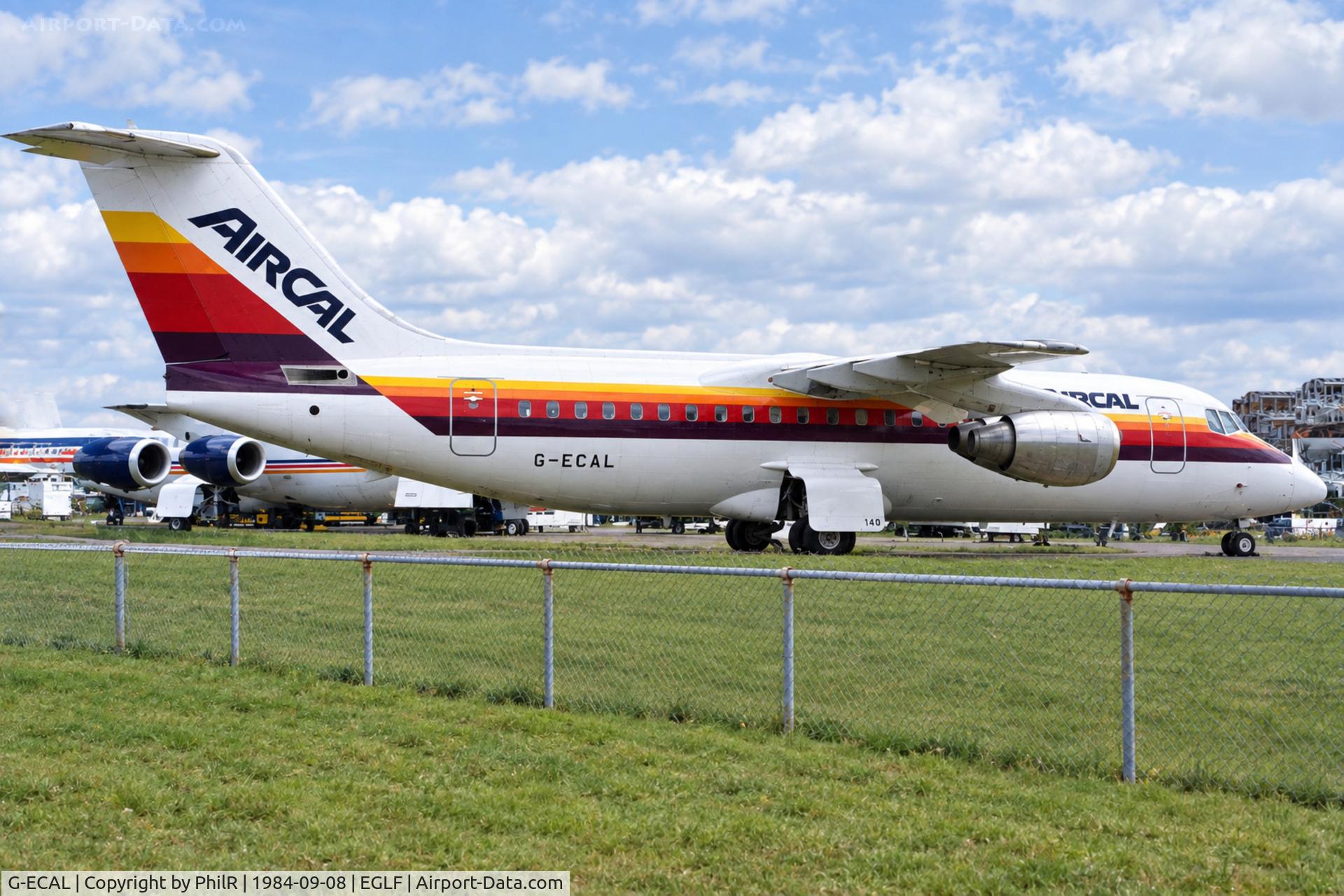 Aircraft G-ECAL, 1986 British Aerospace BAe.146-200, c/n E2058, G-ECAL 1986 BAe 146-200 Air California SBAC, at EGLF, photo by PhilR