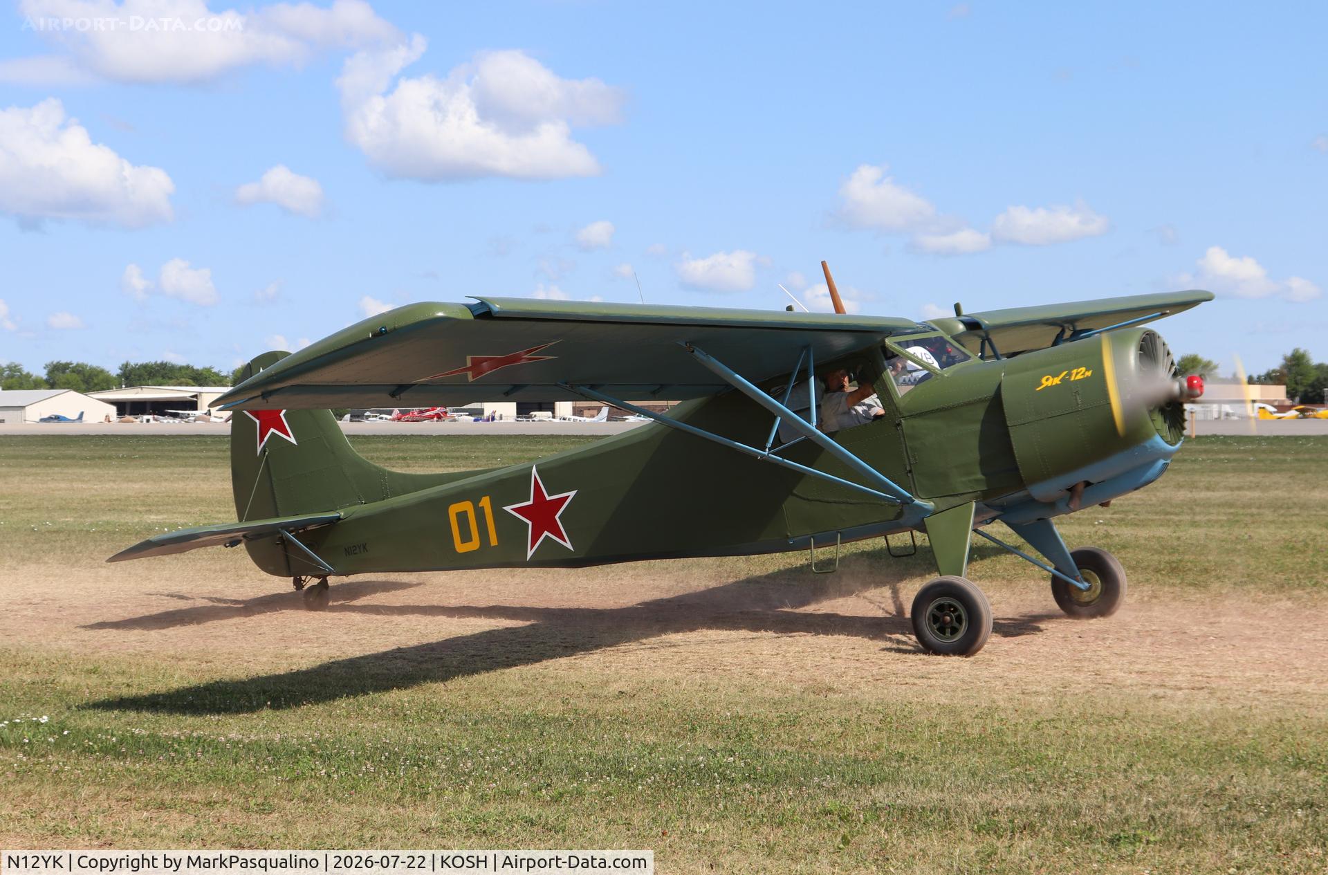 Aircraft N12YK, Yakovlev Yak-12M, c/n 189775, Yakovlev Yak-12M, at KOSH, photo by MarkPasqualino