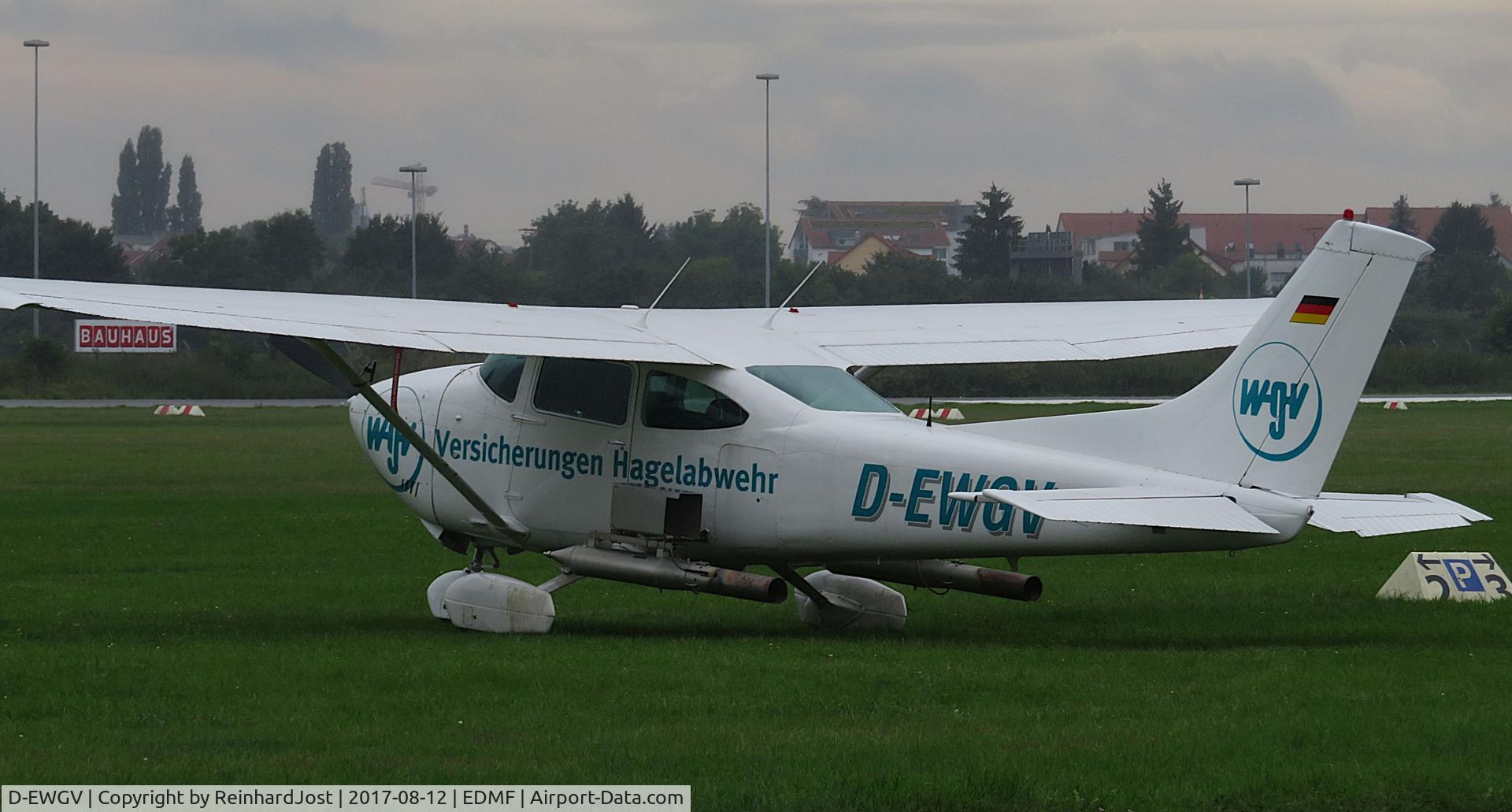 Aircraft D-EWGV, Reims/cessna F182Q Skylane, c/n 0168, With hail suppression equipment at Mannheim Airport (EDMF), at EDMF, photo by ReinhardJost